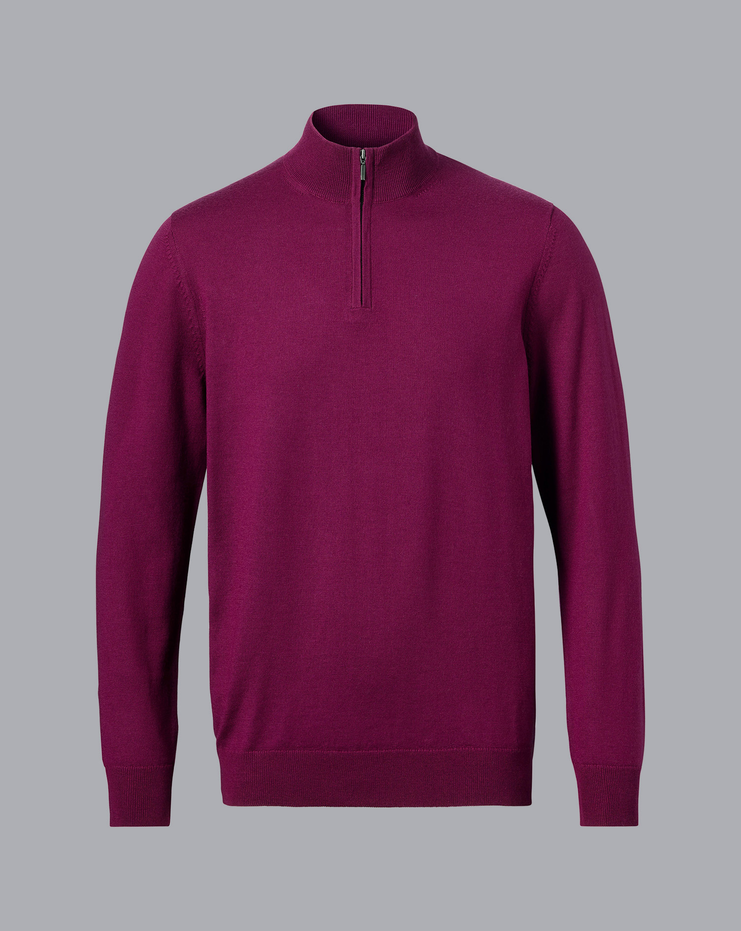 Merino Zip Neck Jumper - Dark Pink