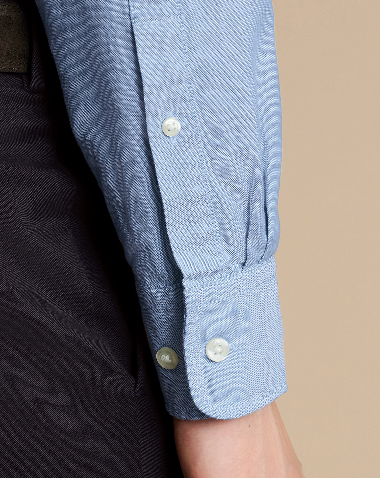 Button-Down Collar Stretch Washed Oxford Shirt - Sky Blue