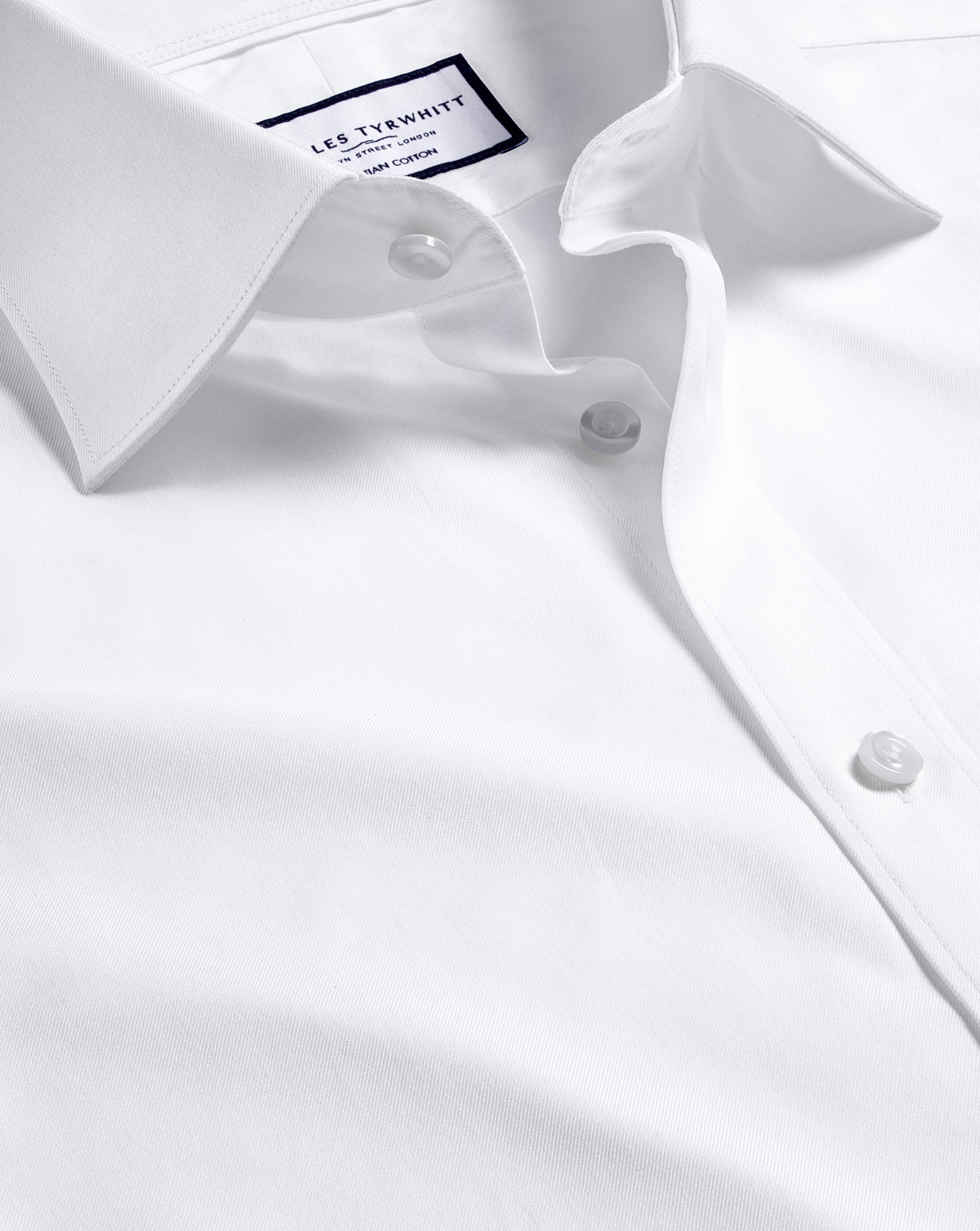 Charles Tyrwhitt Men's  Semi-cutaway Collar Egyptian Twill Dress Shirt In White