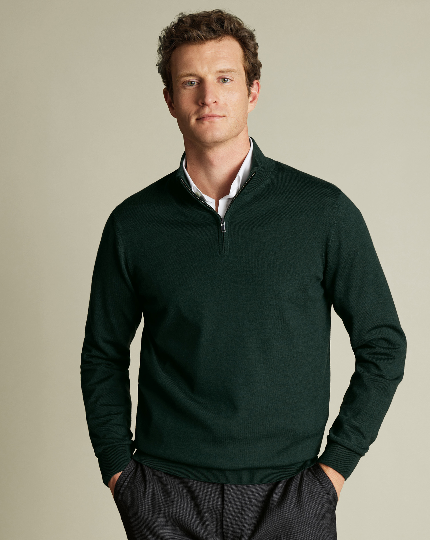 Charles Tyrwhitt Troyer aus Merino - Waldgrün