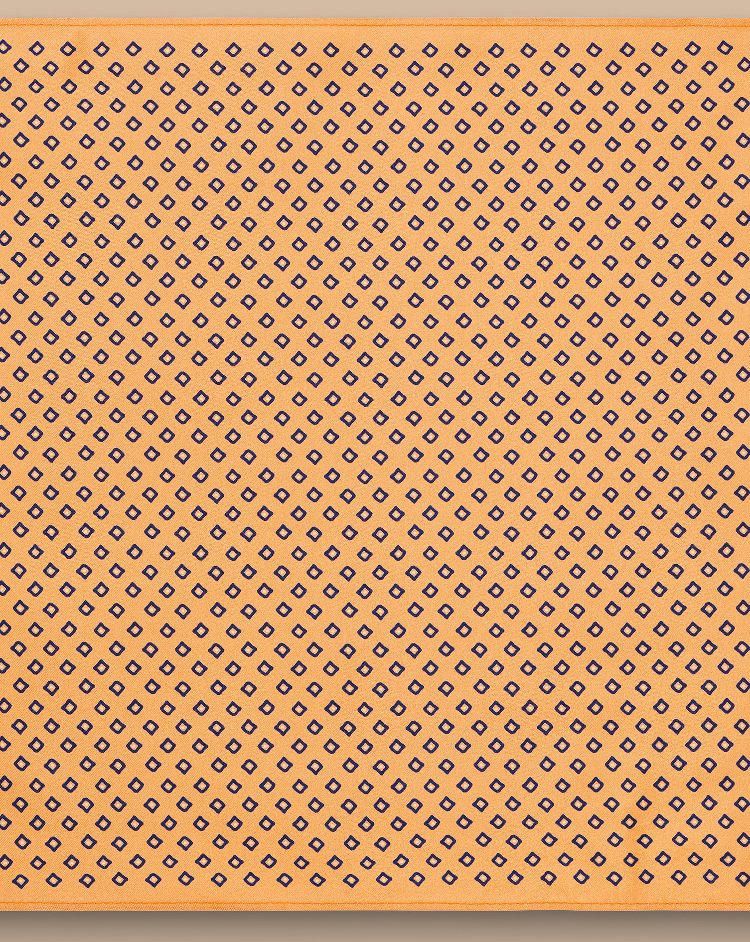 Geo Print Silk Pocket Square - Orange