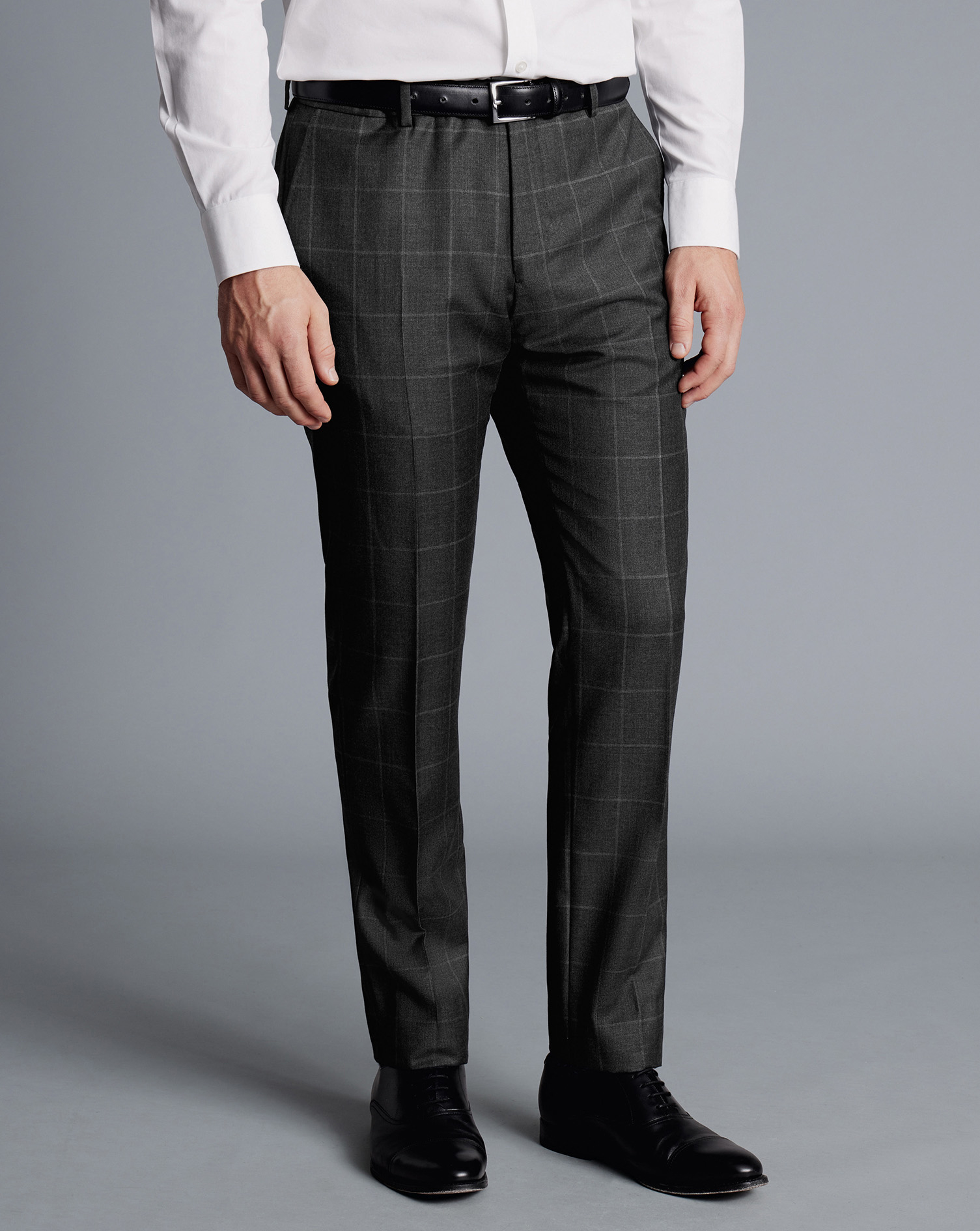 Italian Luxury Windowpane Suit - Grey