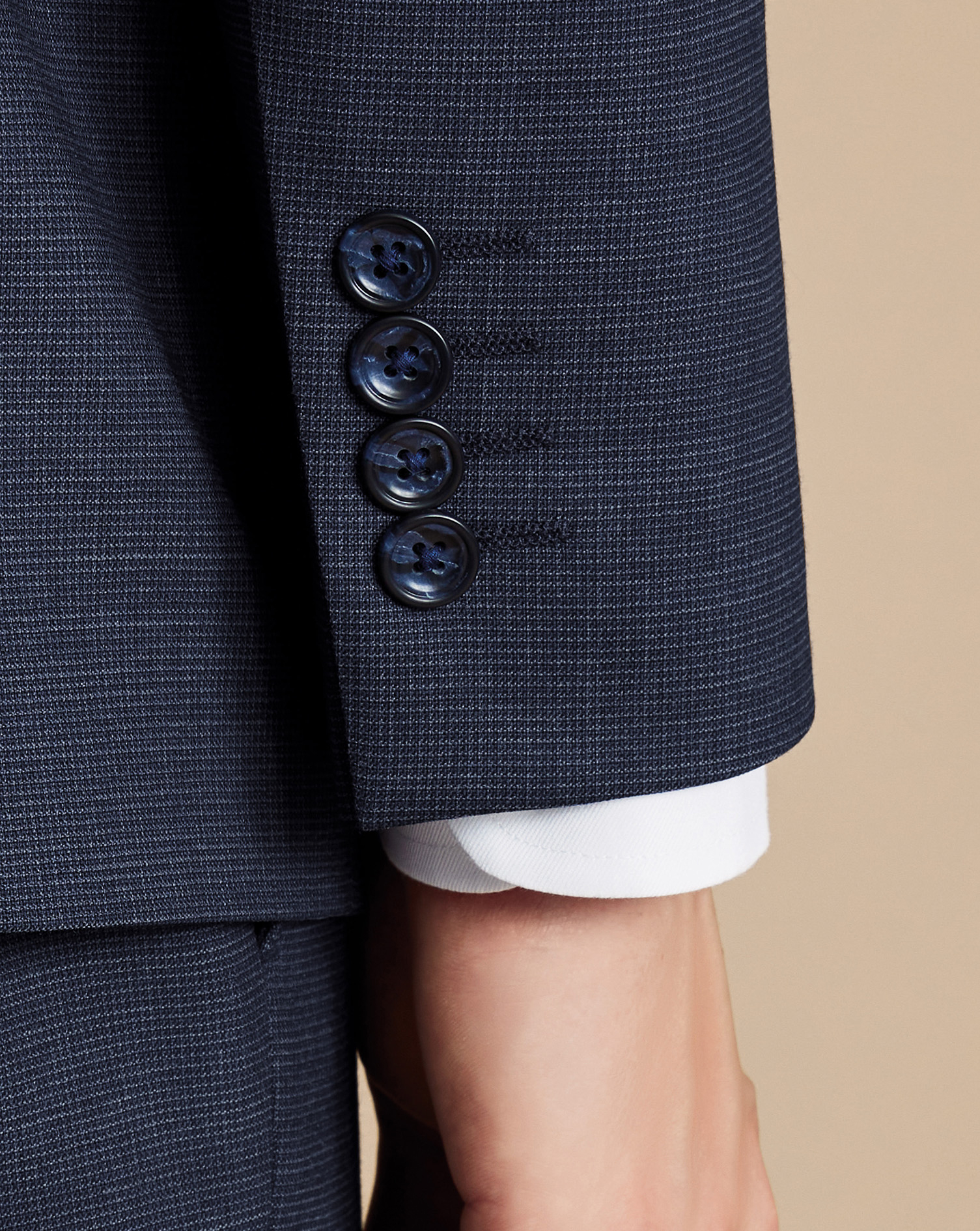 Micro Check Suit Jacket - Steel Blue