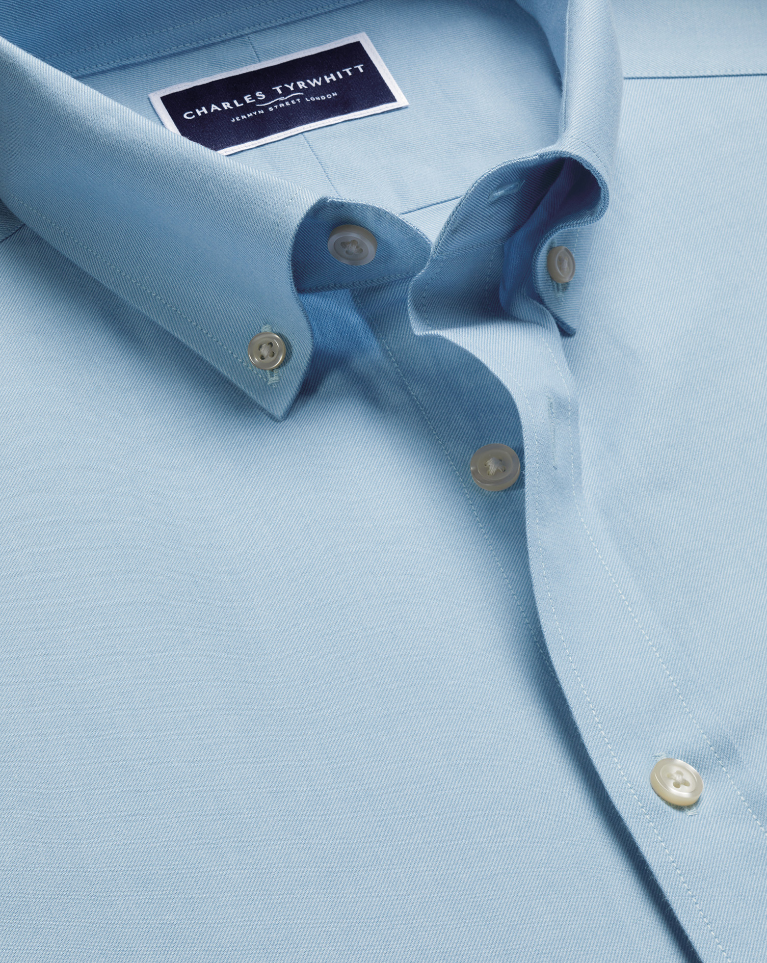 Charles Tyrwhitt Twill-Hemd aus gebürsteter Baumwolle - Hellblau