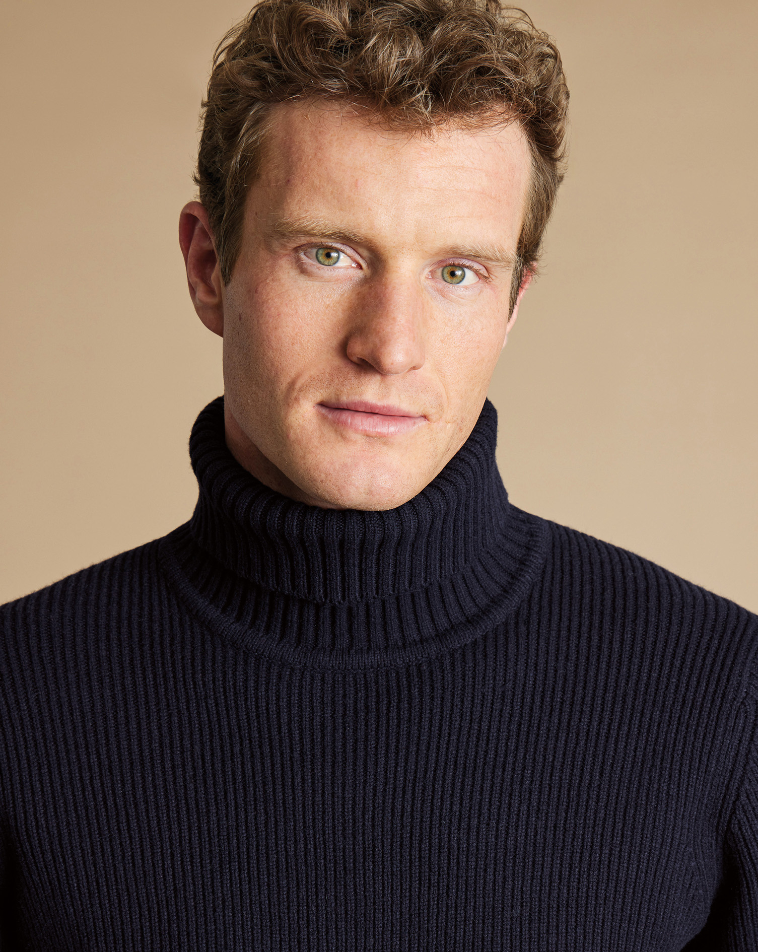 Merino Roll Neck Chunky Jumper - Navy