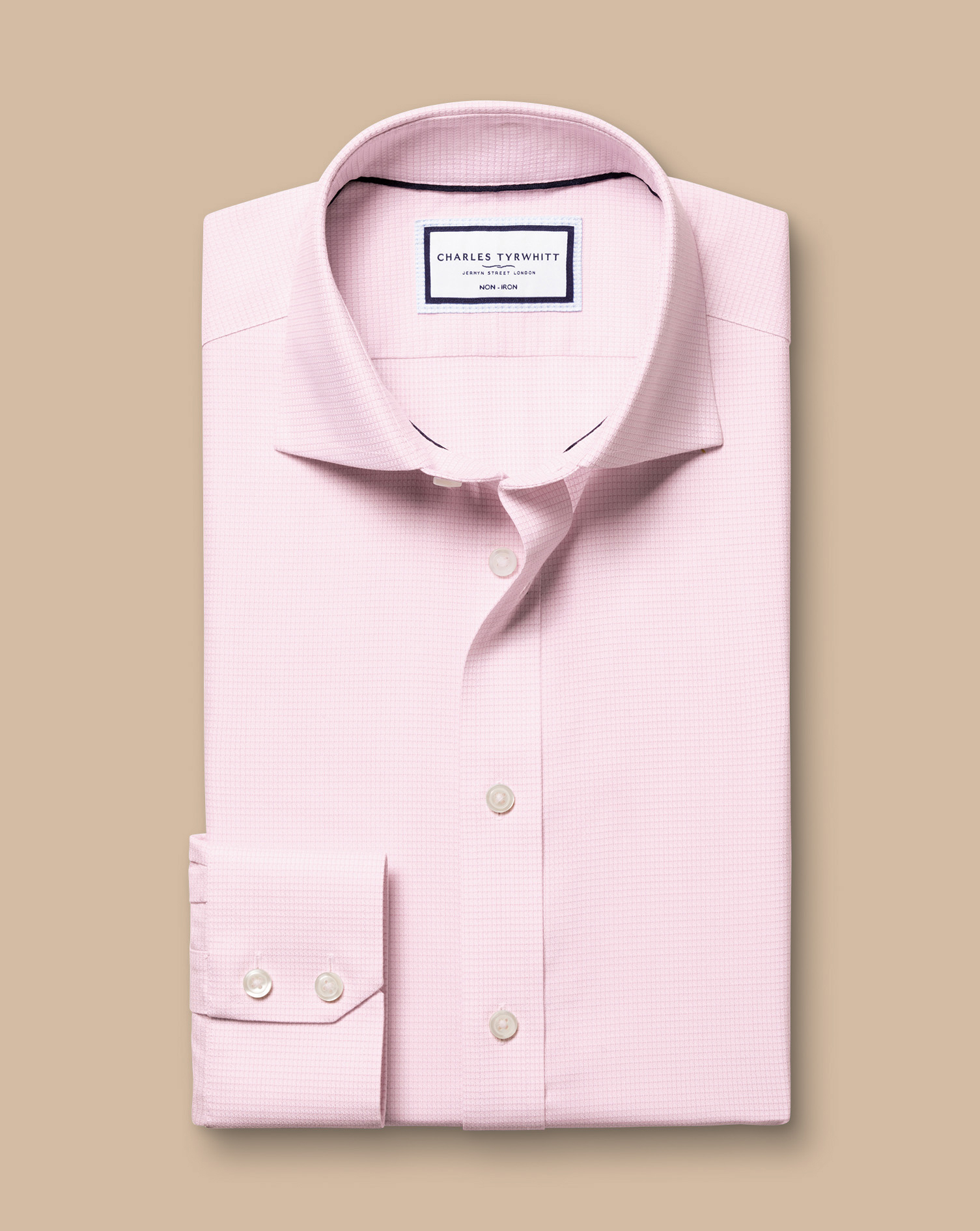 Cutaway Collar Non-Iron Stretch Kensington Weave Shirt - Pink