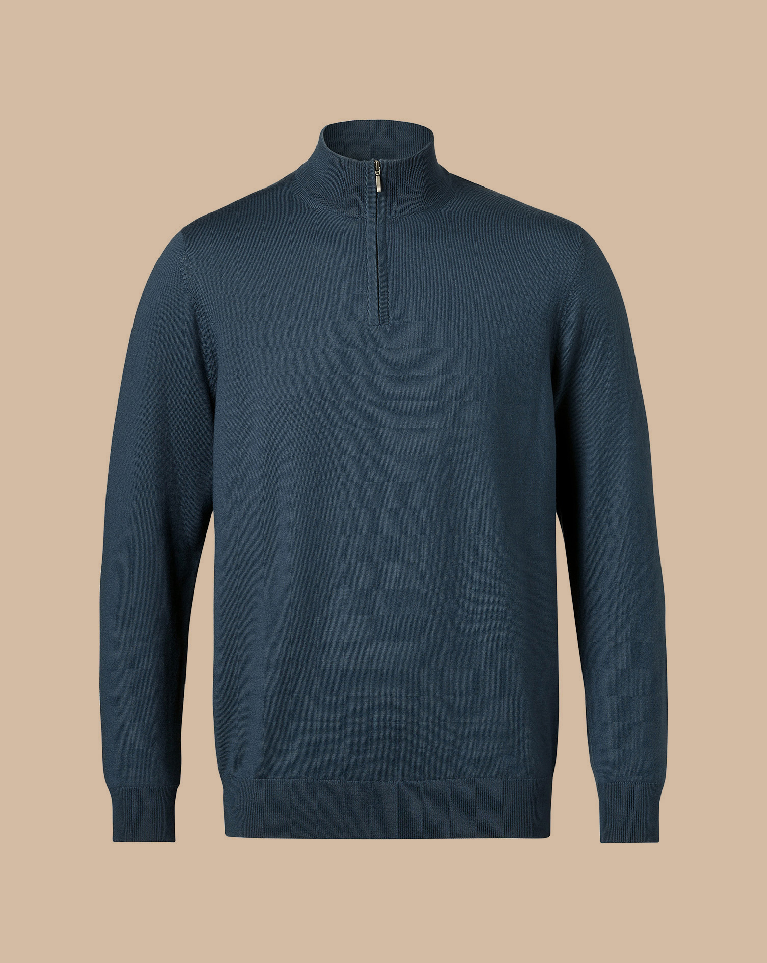 Merino Zip Neck Jumper - Petrol Blue