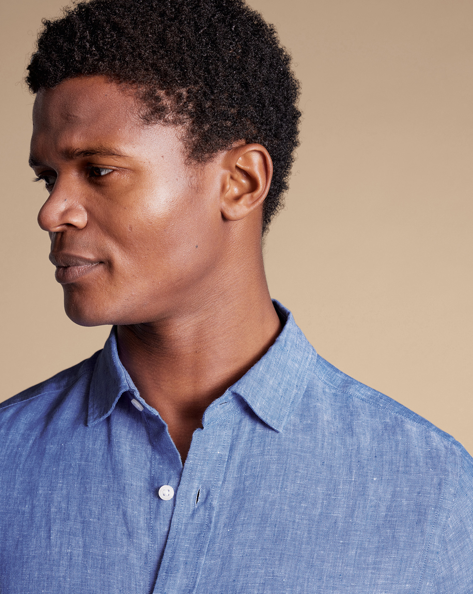 Pure Linen Short Sleeve Shirt  - Cobalt Blue