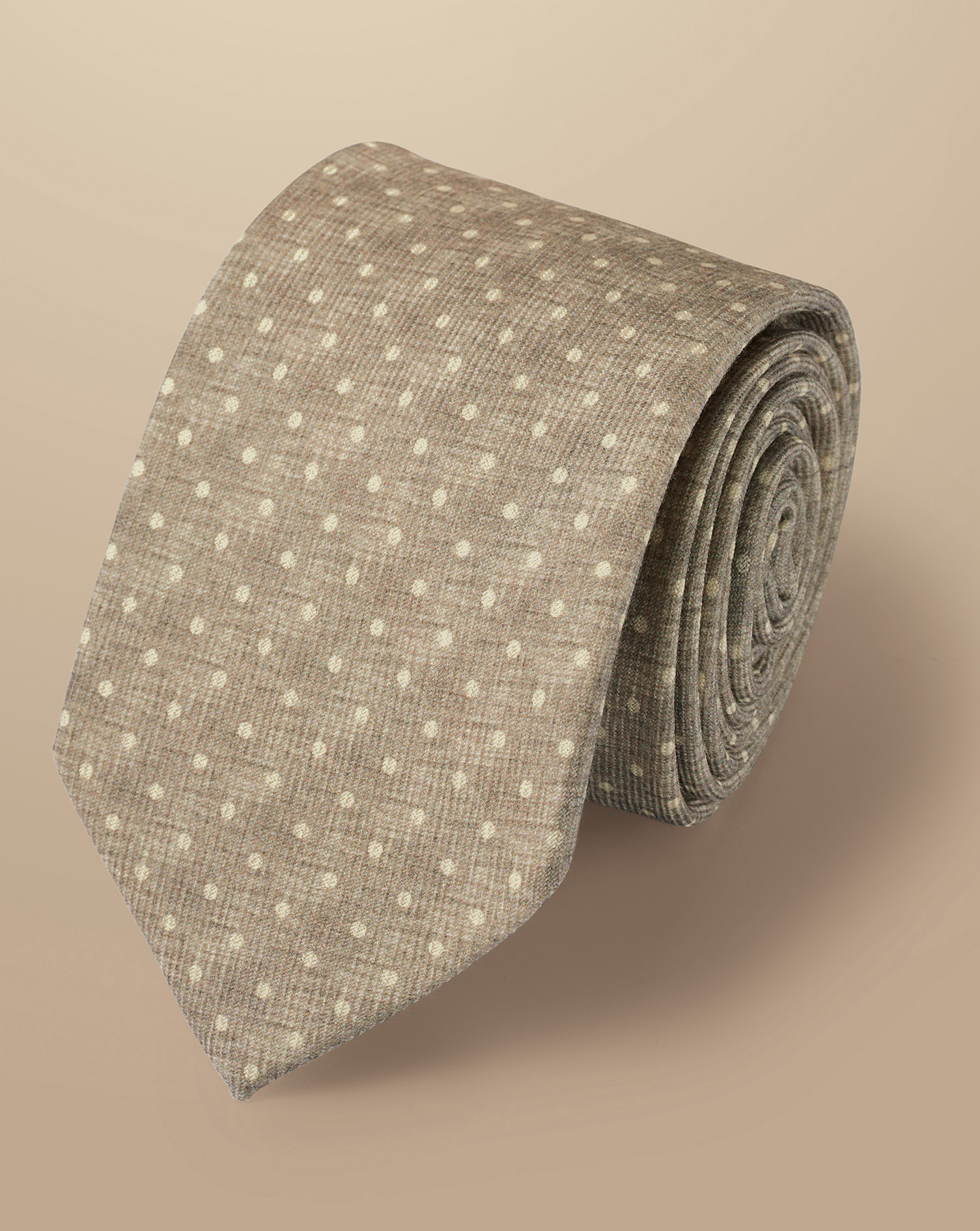 Spot Wool Tie - Stone