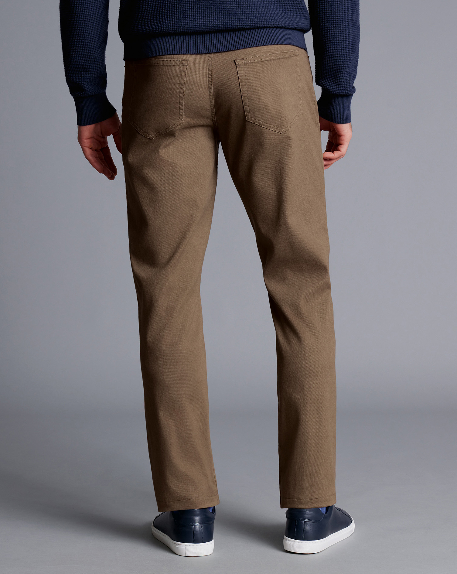 Washed Texture 5 Pocket Trousers - Taupe