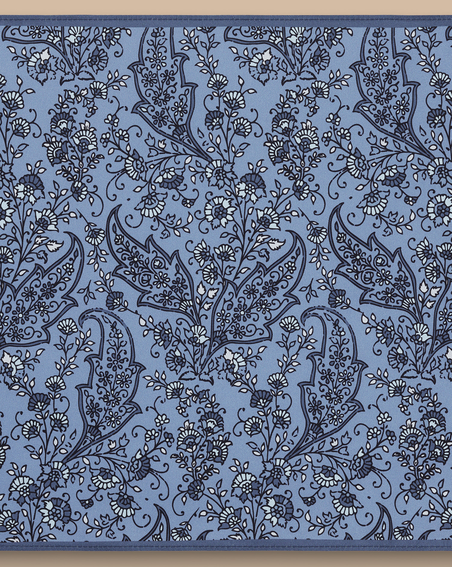 Paisley Print Silk Pocket Square - Indigo Blue