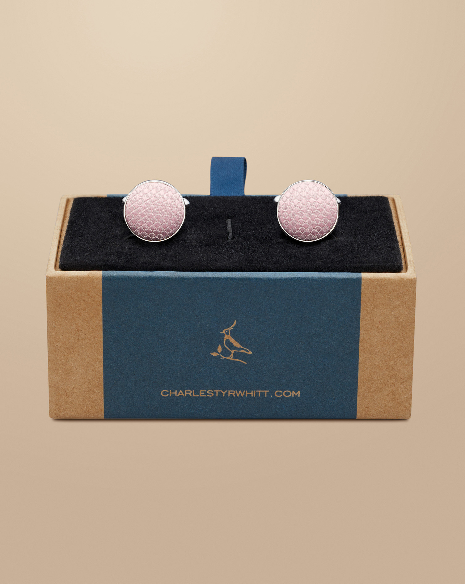 Round Silk Cufflink - Light Pink