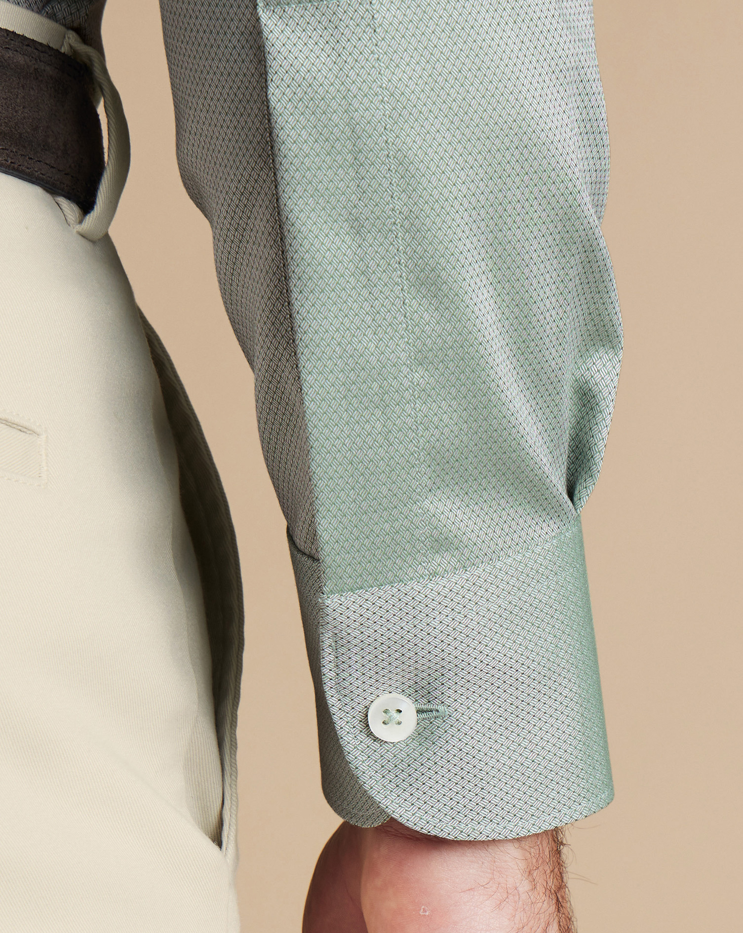 Non-Iron Stretch Texture Shirt  - Light Green