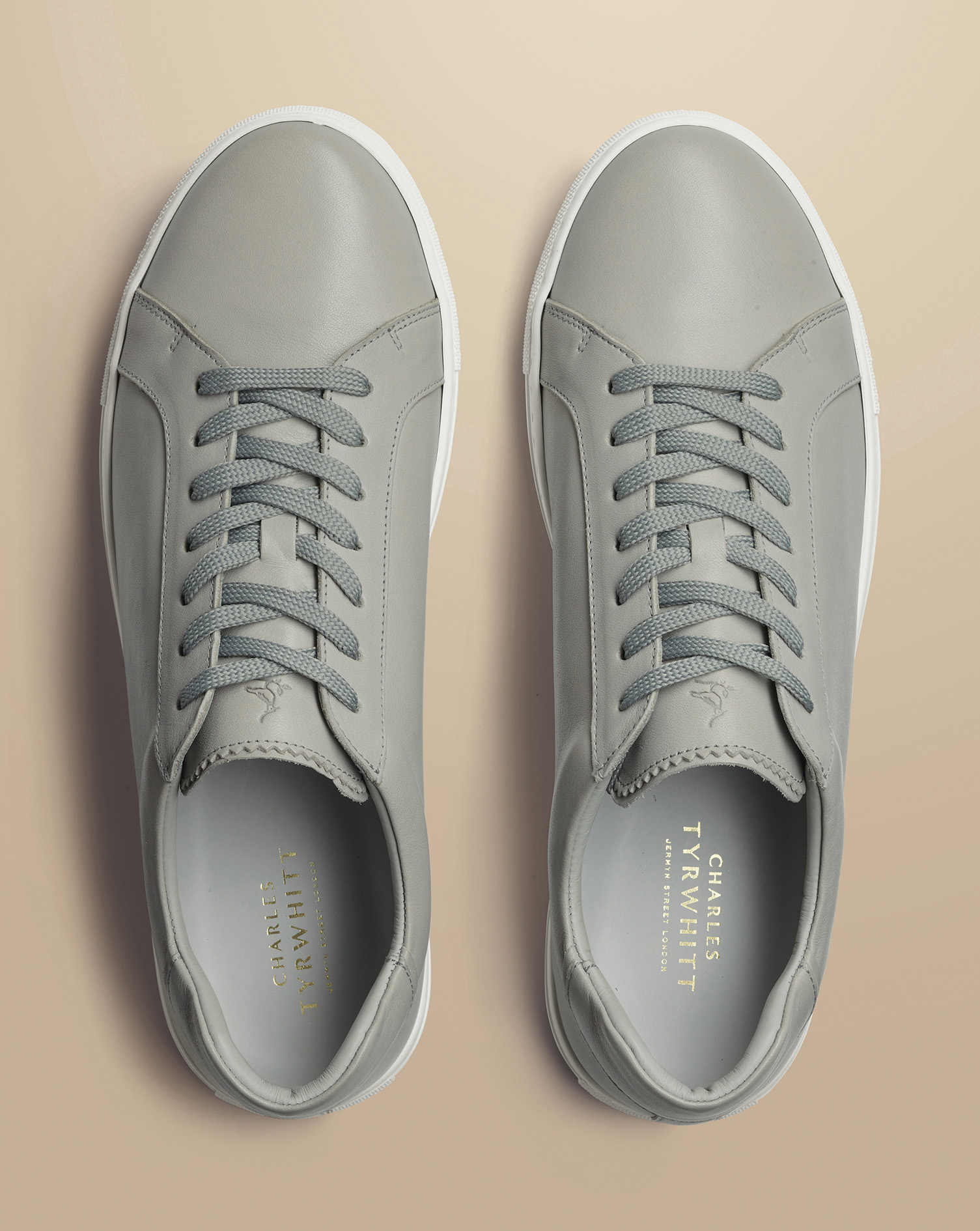 Leather Trainers - Light Grey