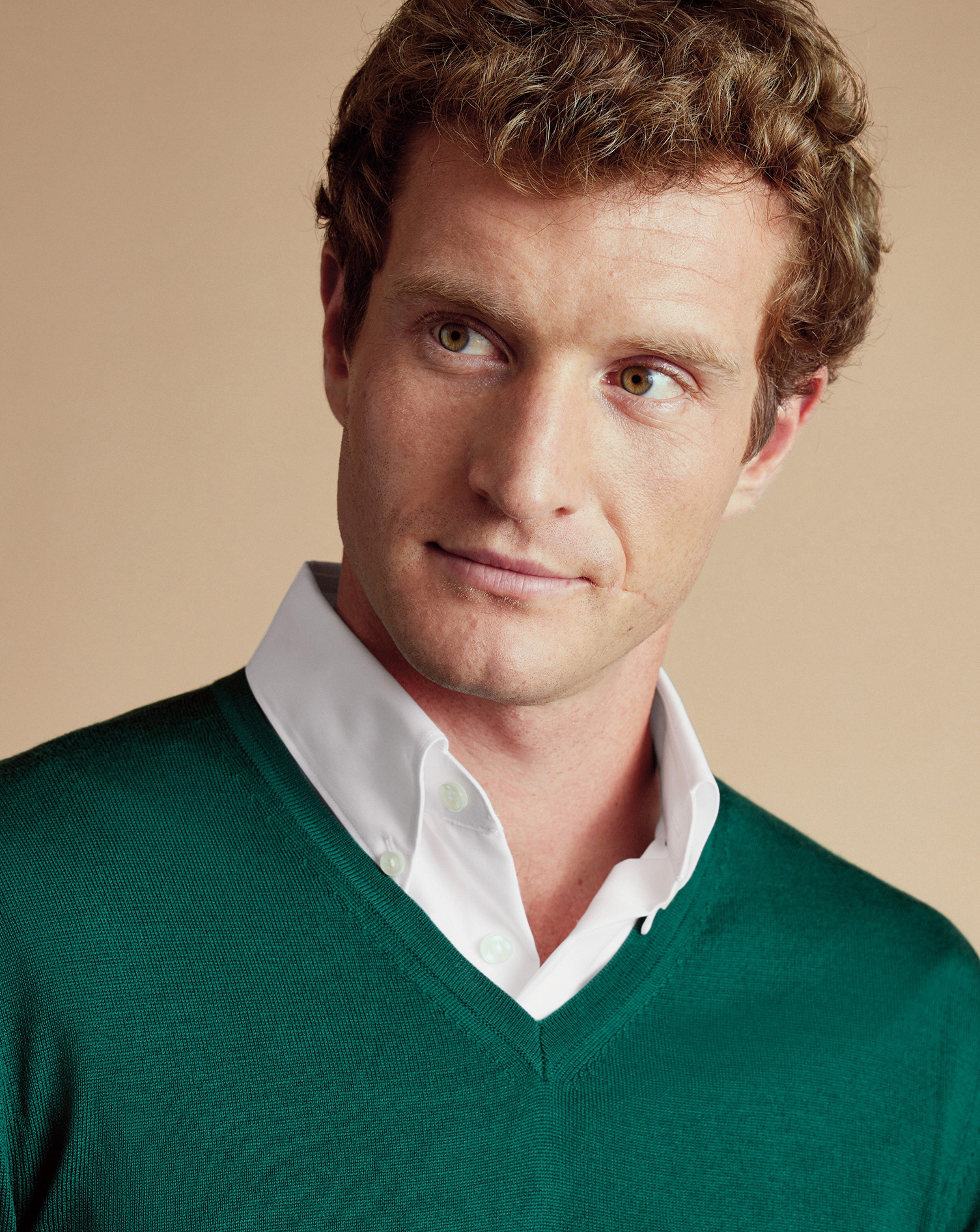 Merino V-Neck Jumper - Green