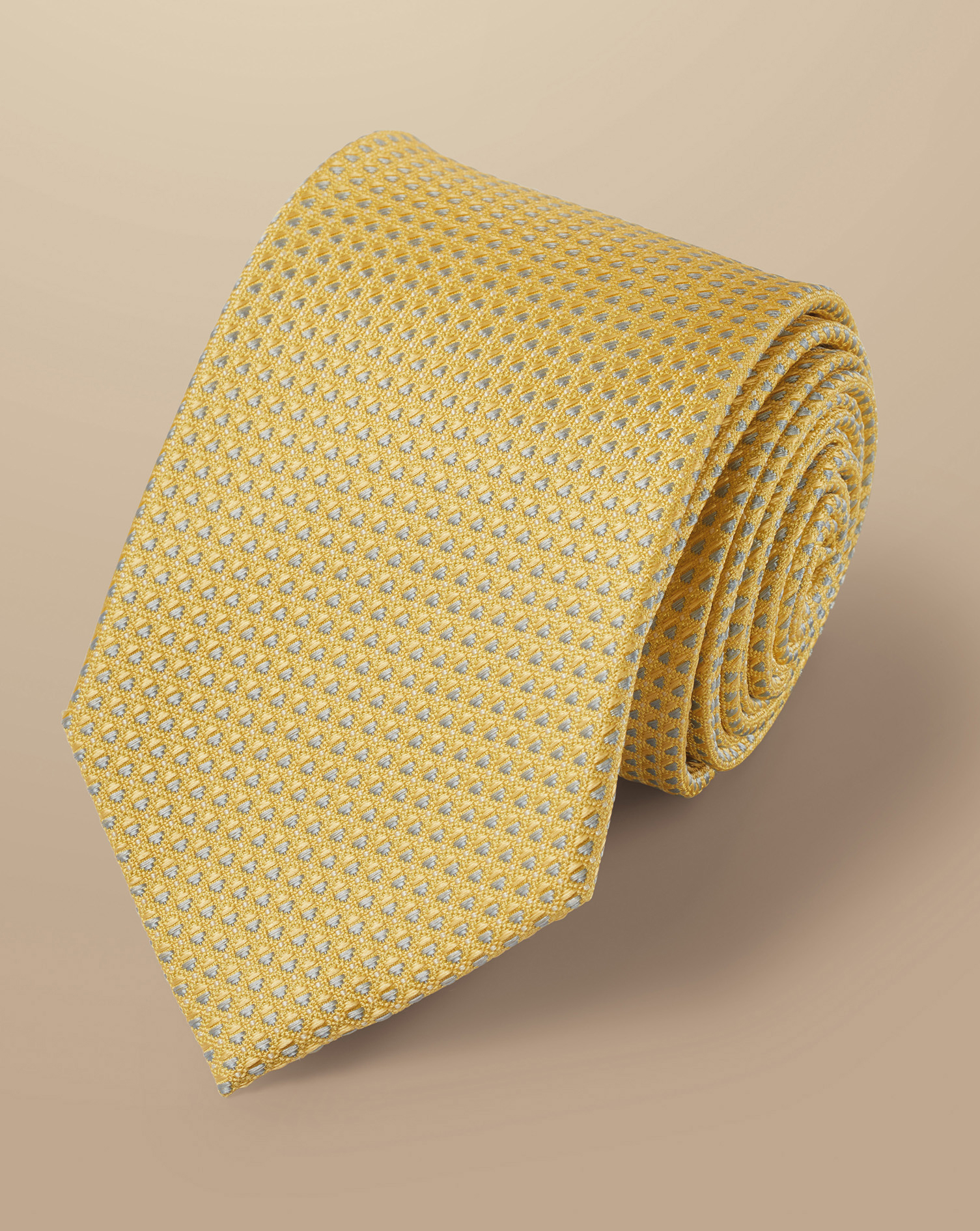 Semi Plain Silk Pattern Tie - Lemon