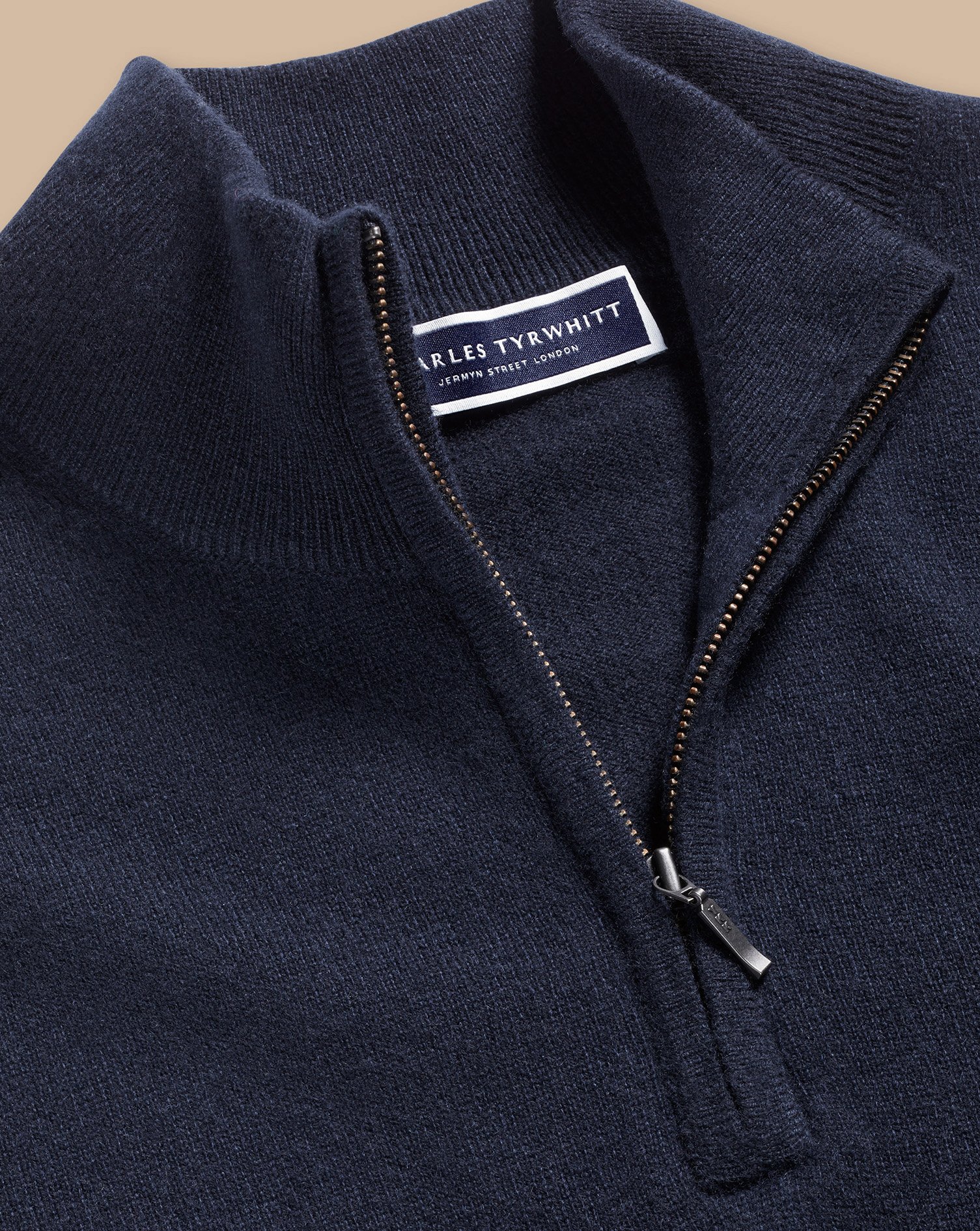 Cashmere Zip Neck Jumper - Navy