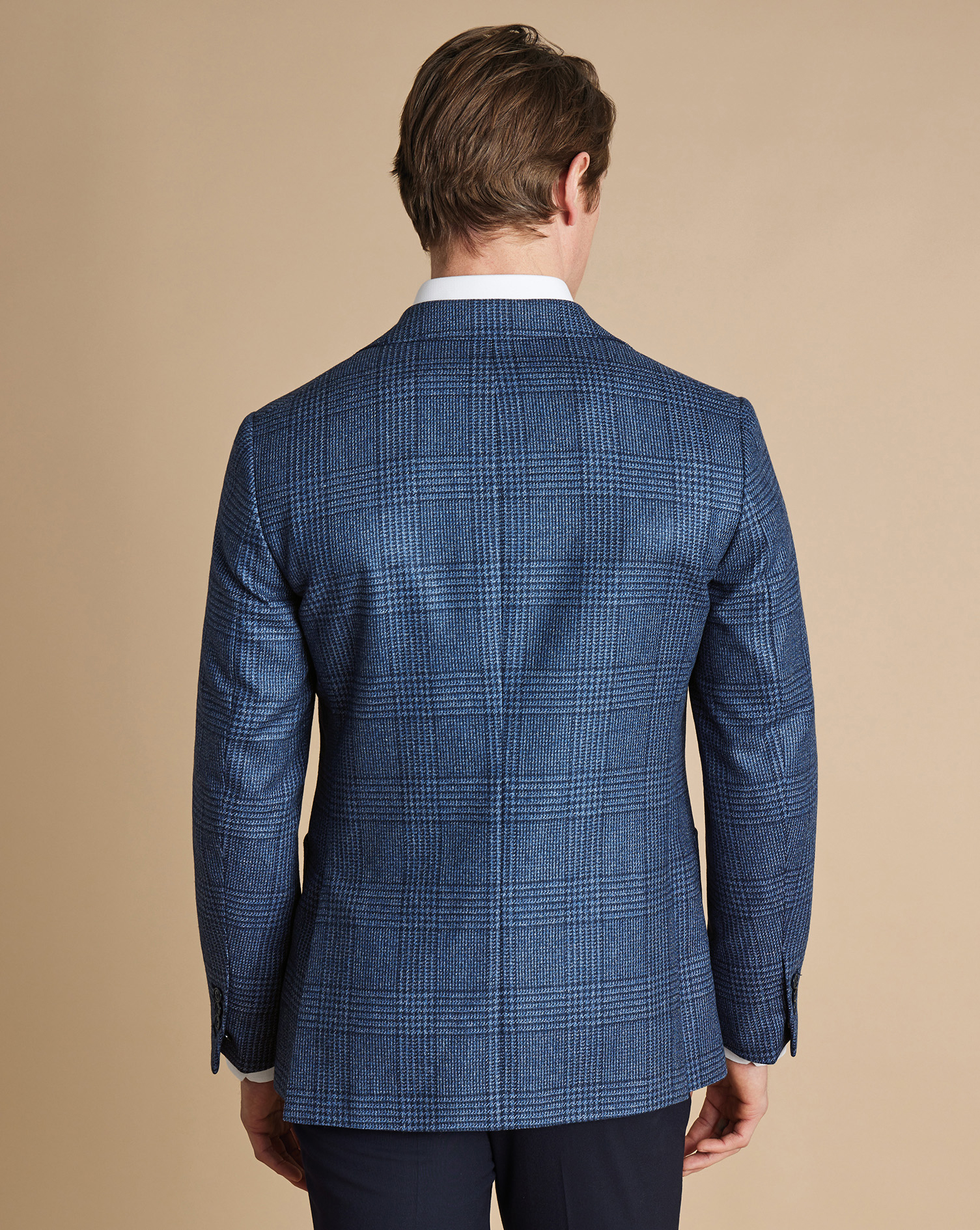 Wool Silk Check Jacket - Ocean Blue