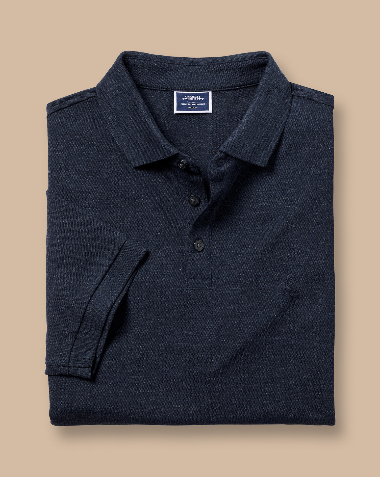 Tyrwhitt Pique Polo - Navy Blue Melange