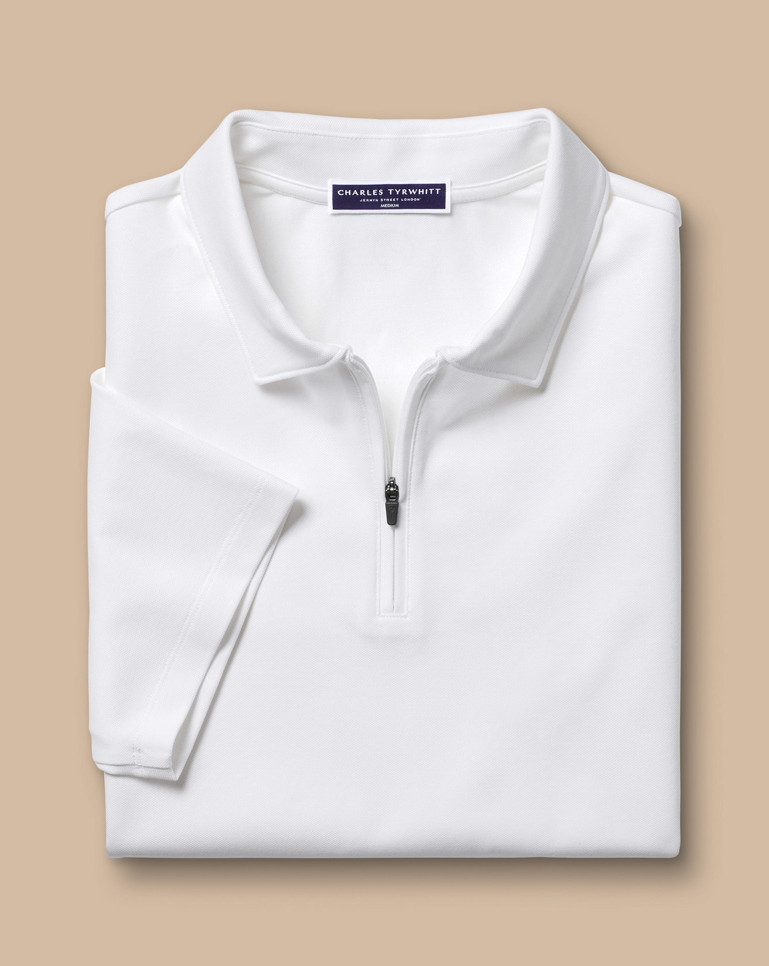 Performance Zip Neck Polo - White