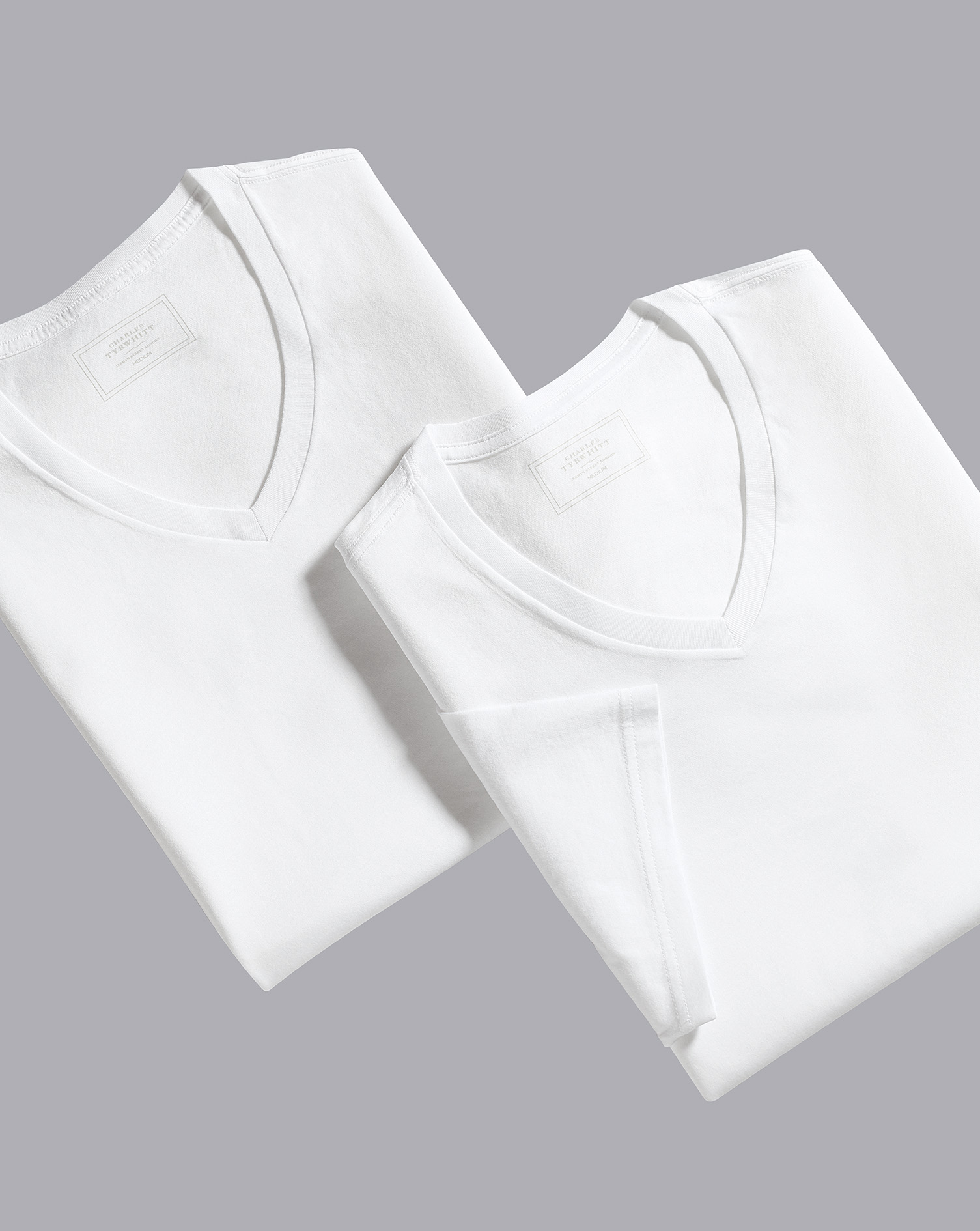 2 Pack V-Neck Cotton T-Shirts - White