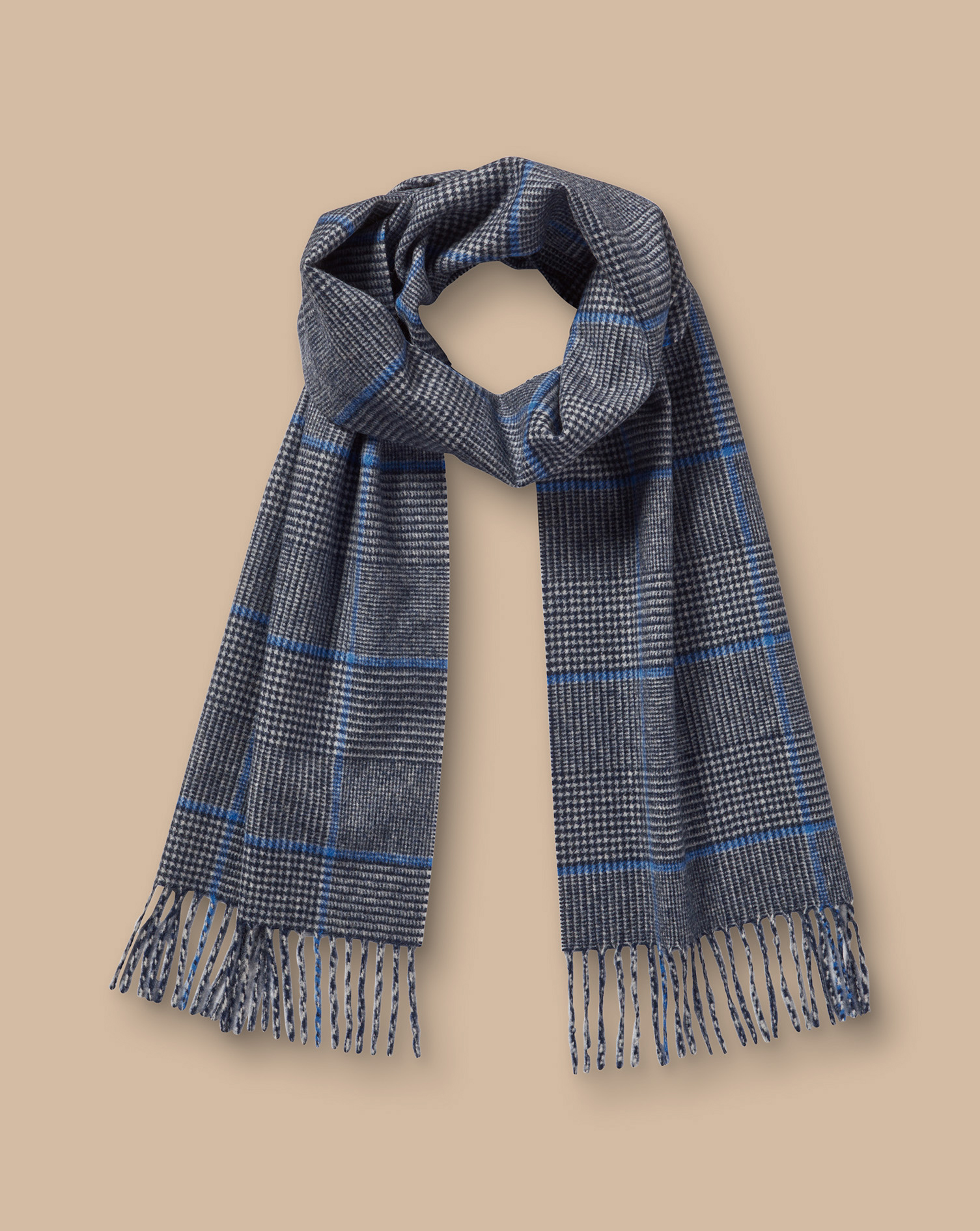 Cashmere Check Scarf - Light Grey