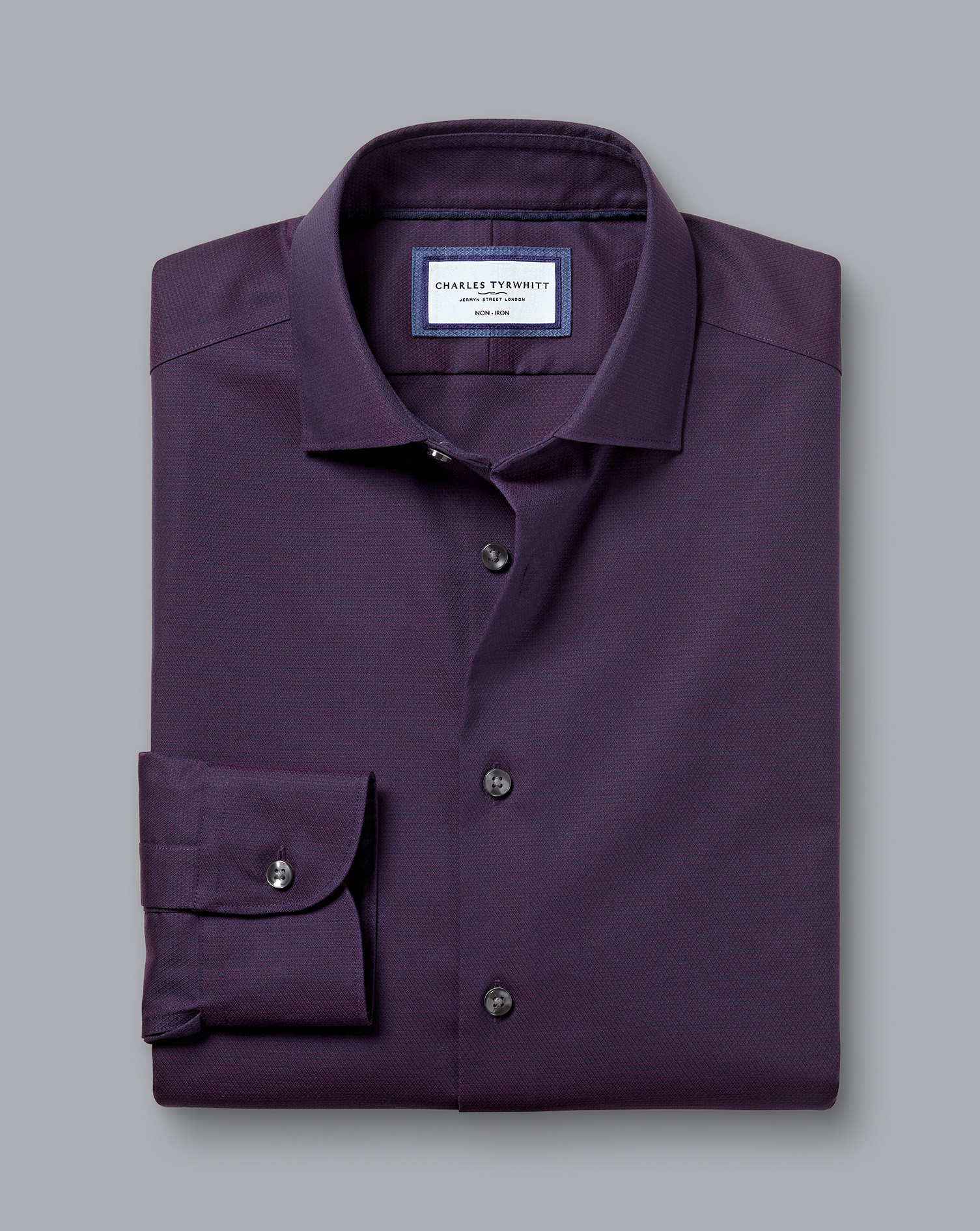 Non-Iron Diamond Stretch Texture Shirt - Purple