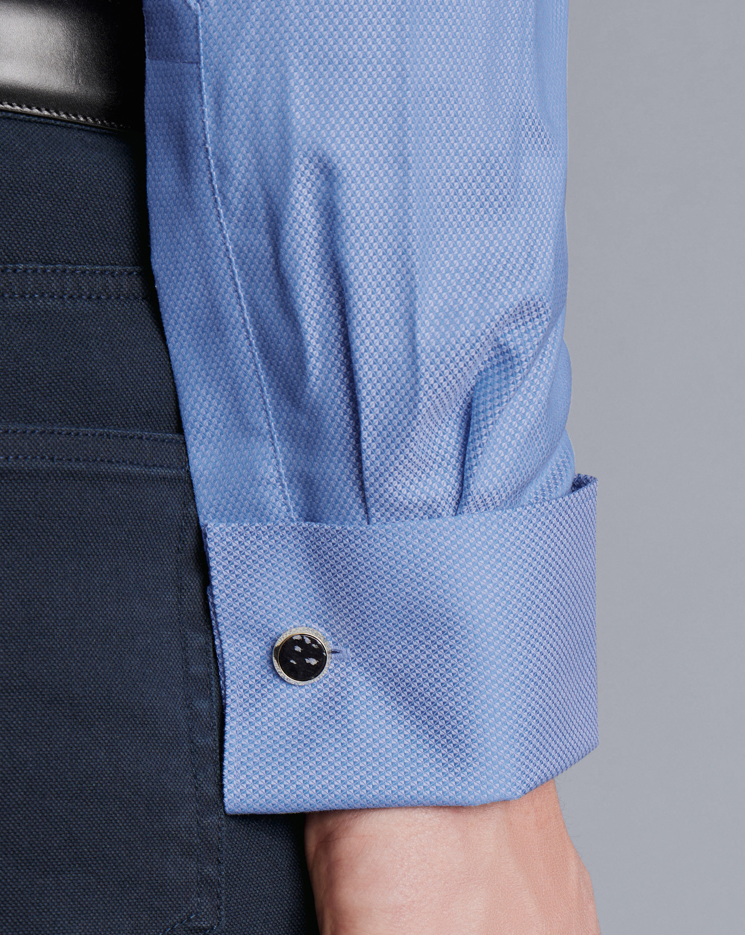 Semi-Cutaway Collar Egyptian Cotton Hudson Weave Shirt - Cornflower Blue