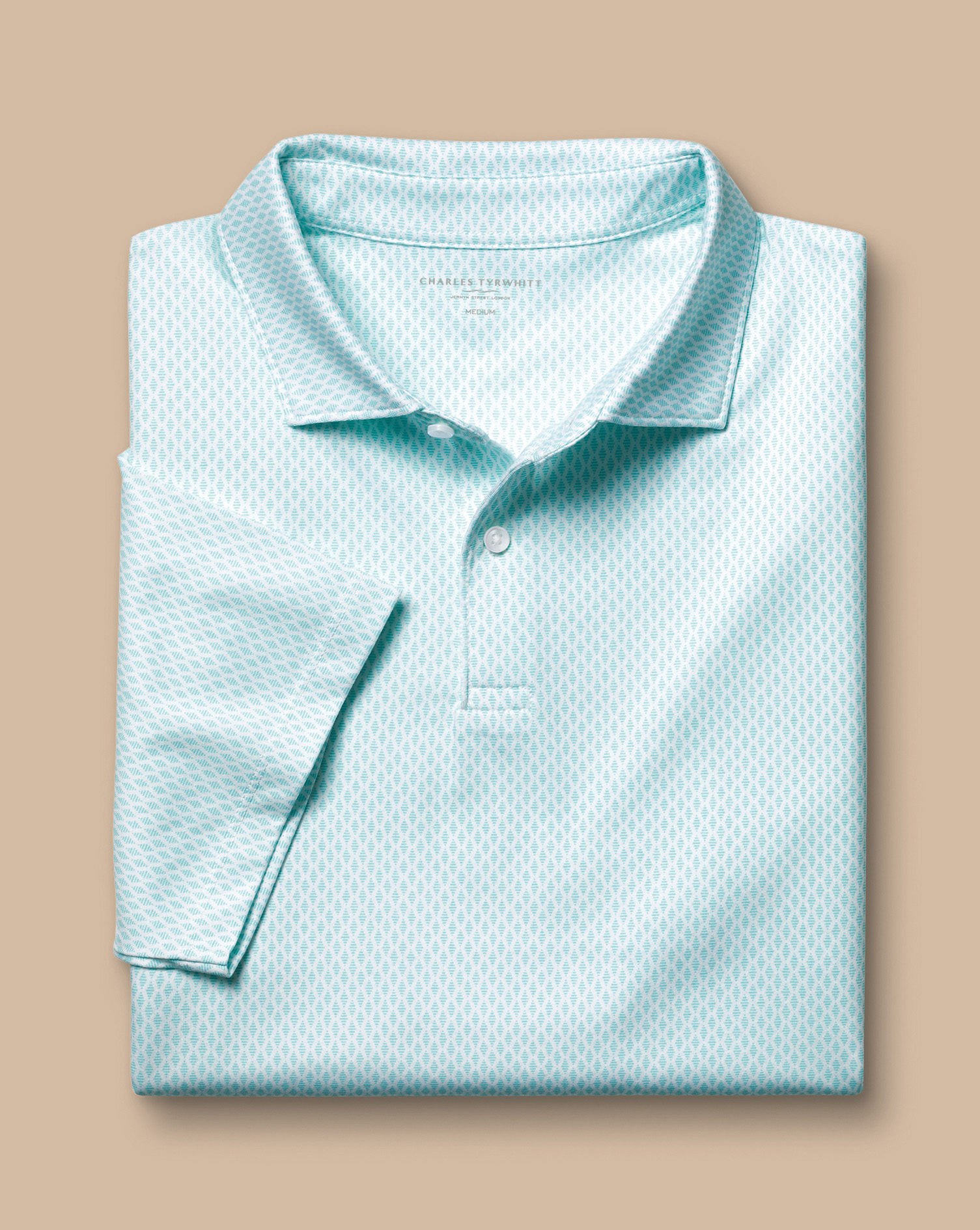 Performance Diamond Print Polo - Aqua Green