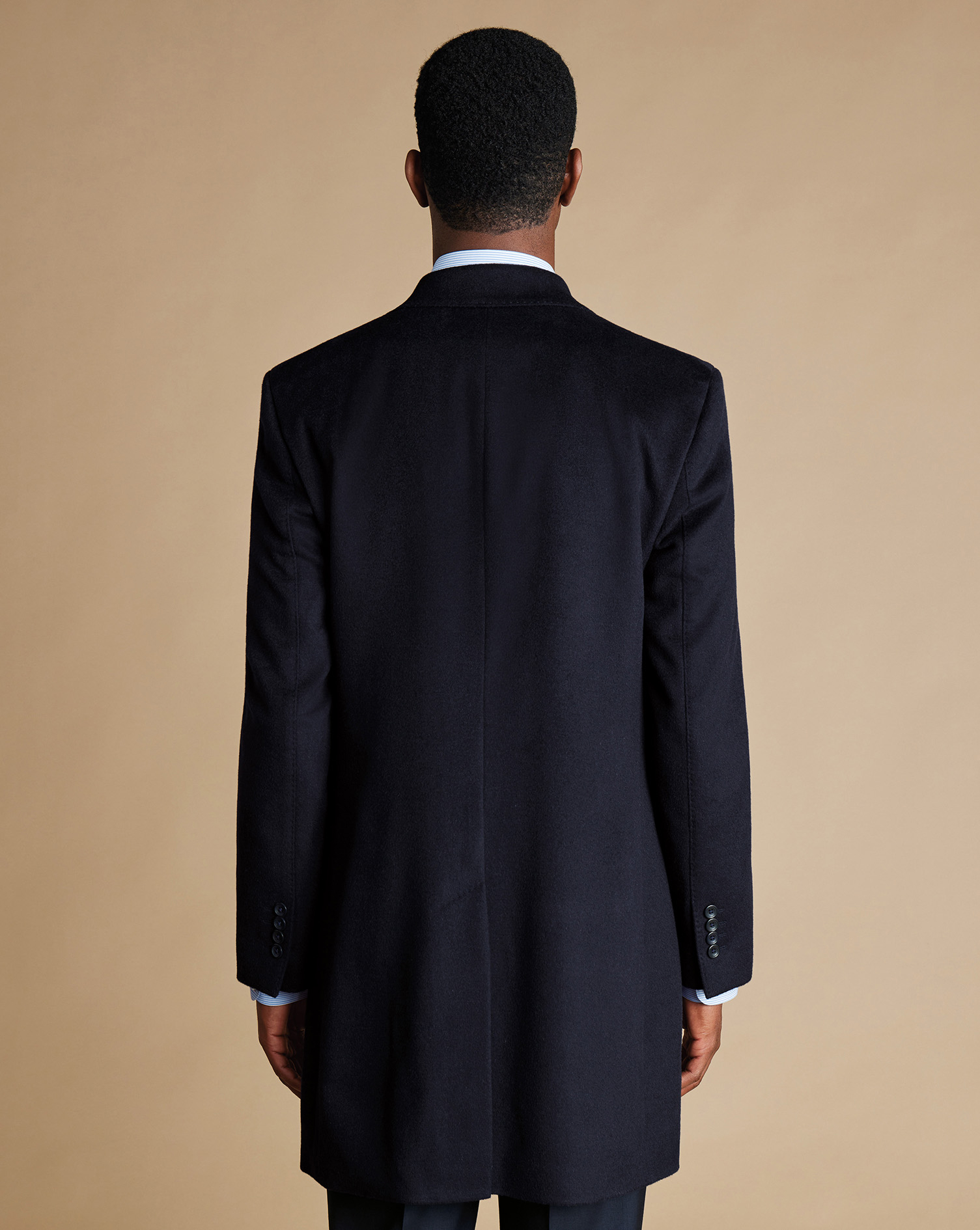 Double Breasted Wool Overcoat - Navy