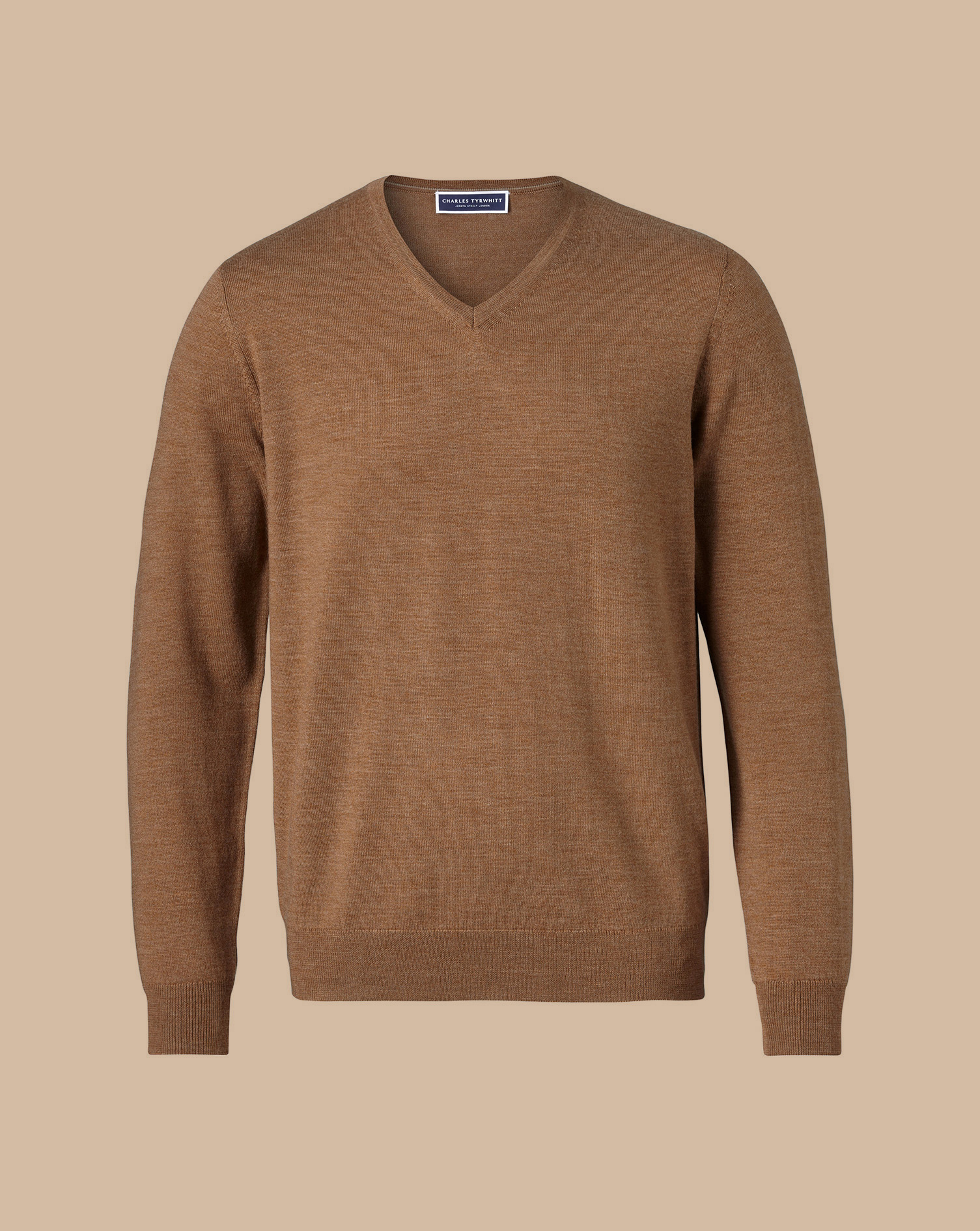 Merino V-Neck Jumper - Sand