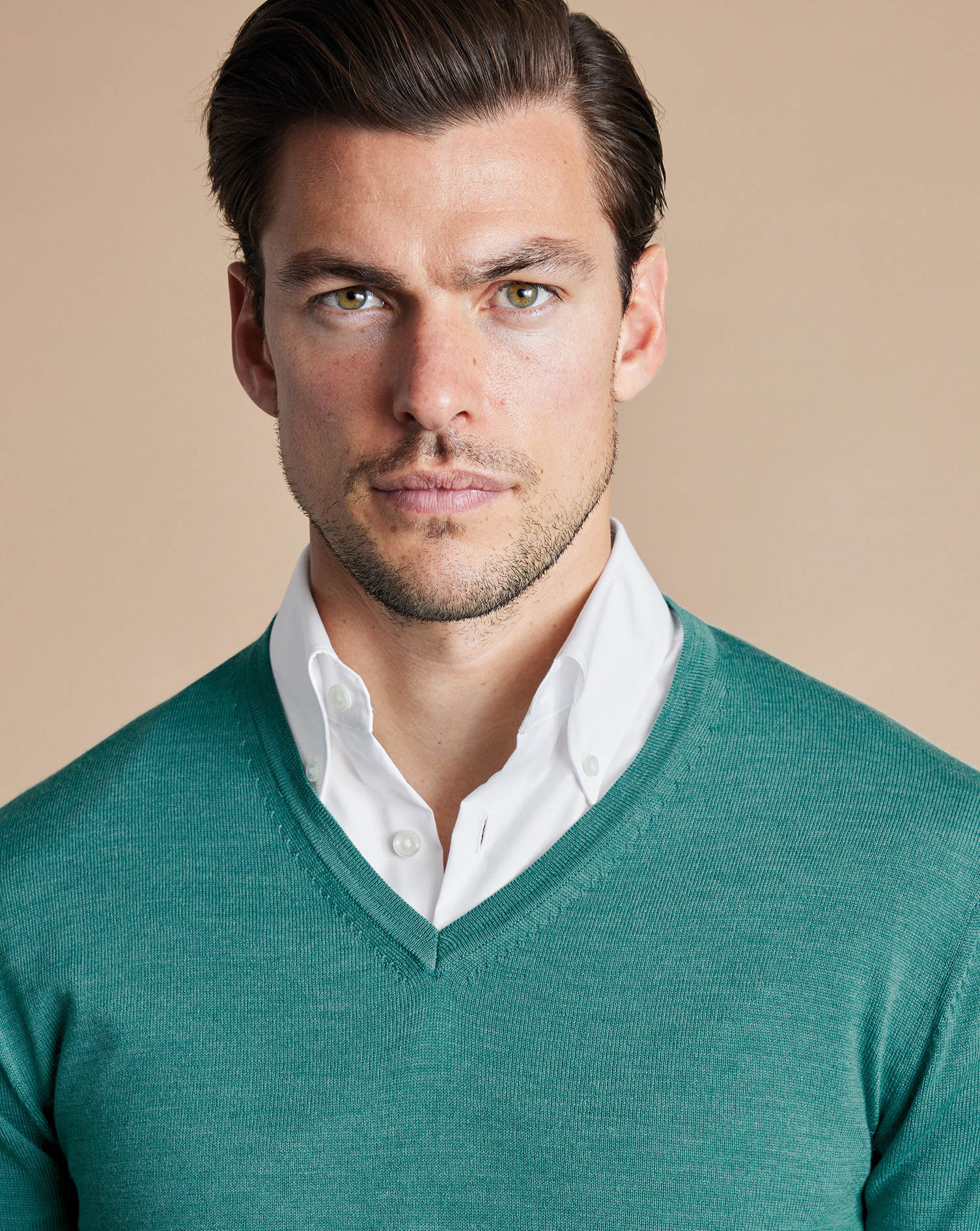 Merino V-Neck Jumper - Aqua Green