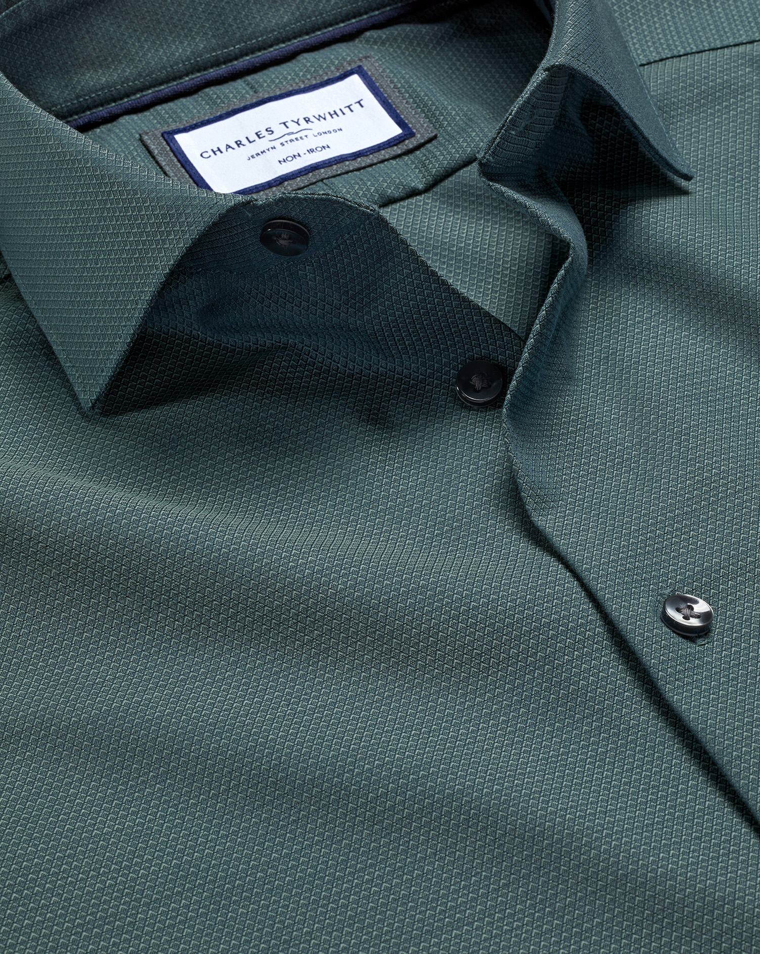 Non-Iron Diamond Stretch Texture Shirt - Atlantic Green