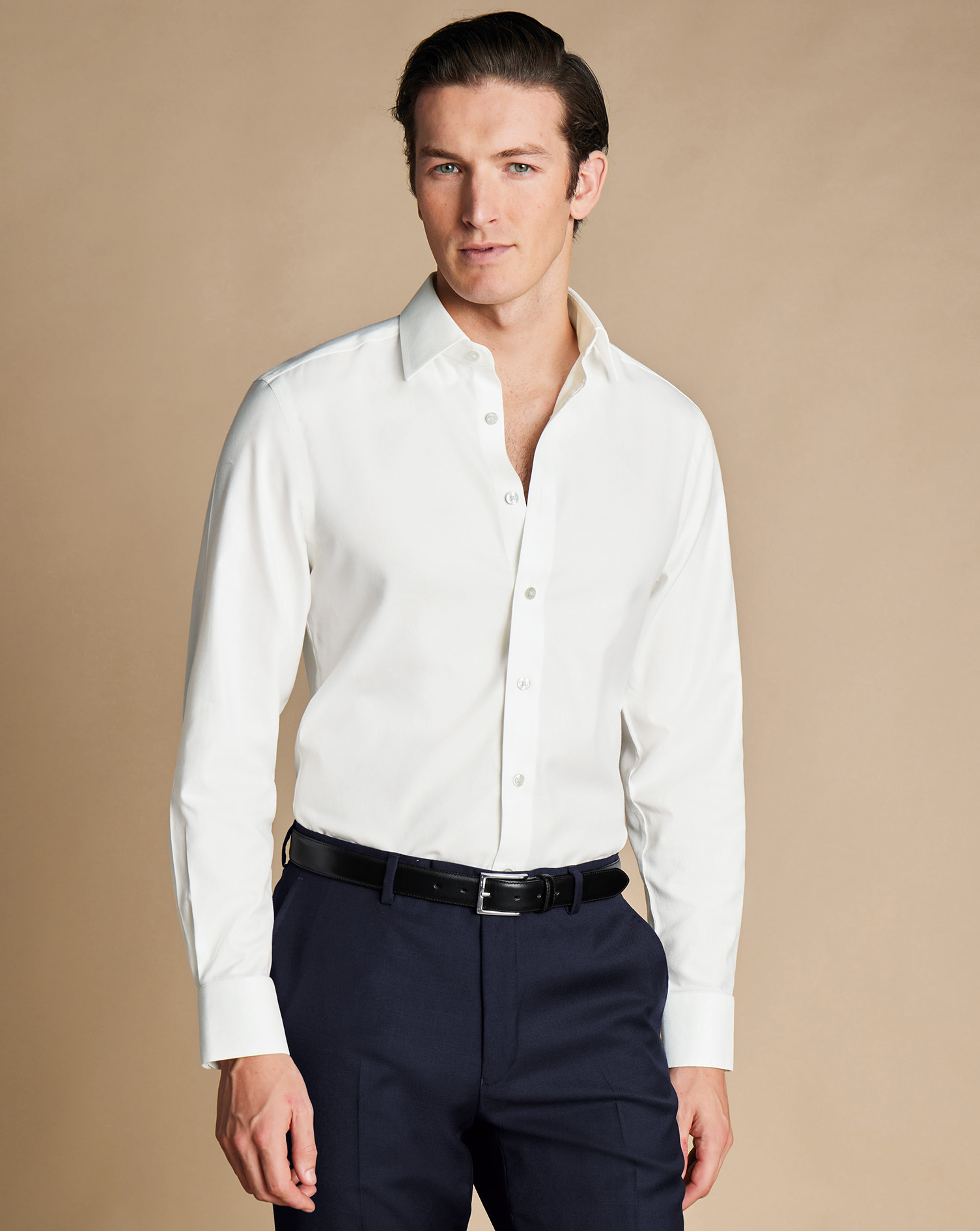 Non-Iron Twill Shirt - Ivory White