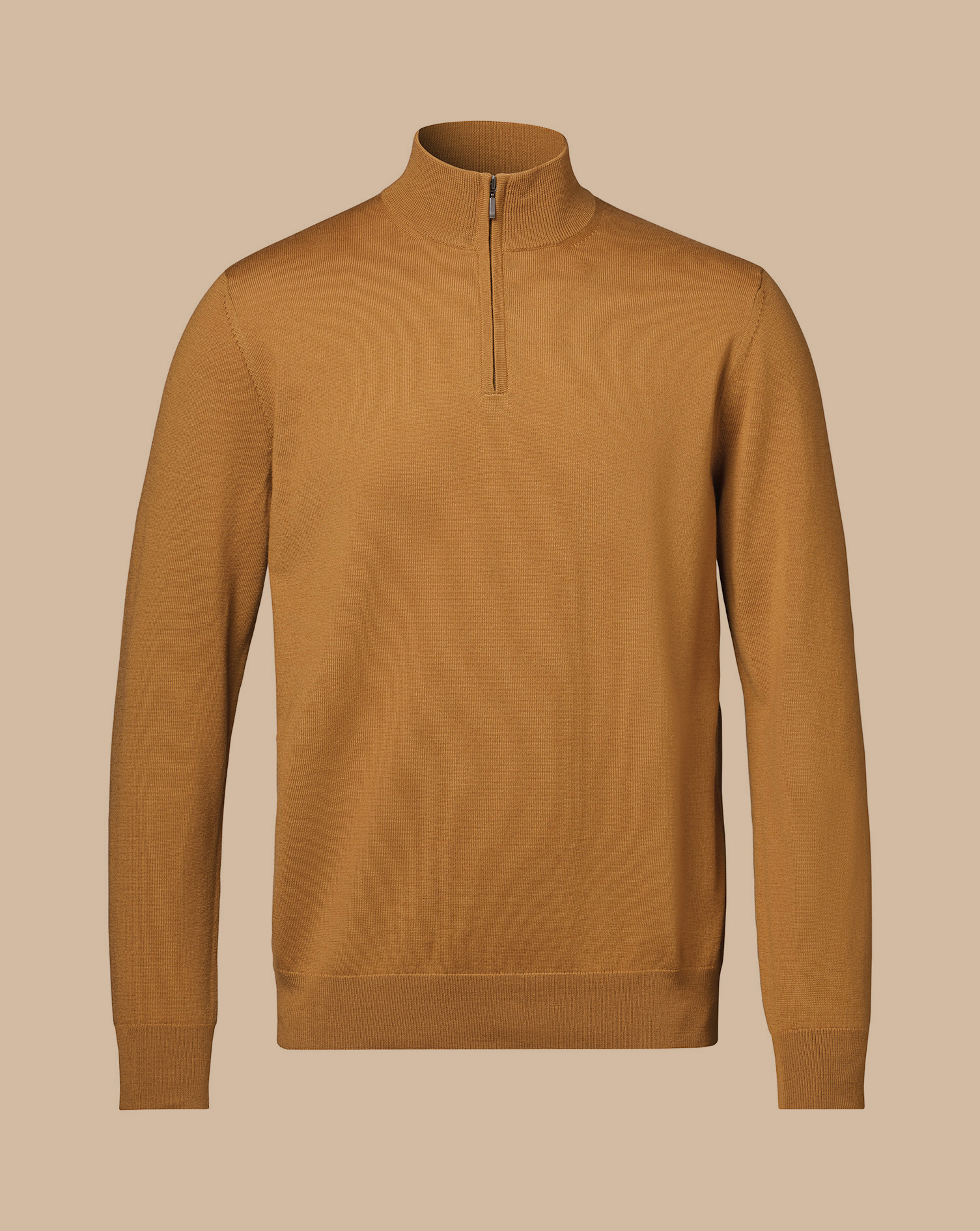 Merino Zip Neck Jumper - Gold