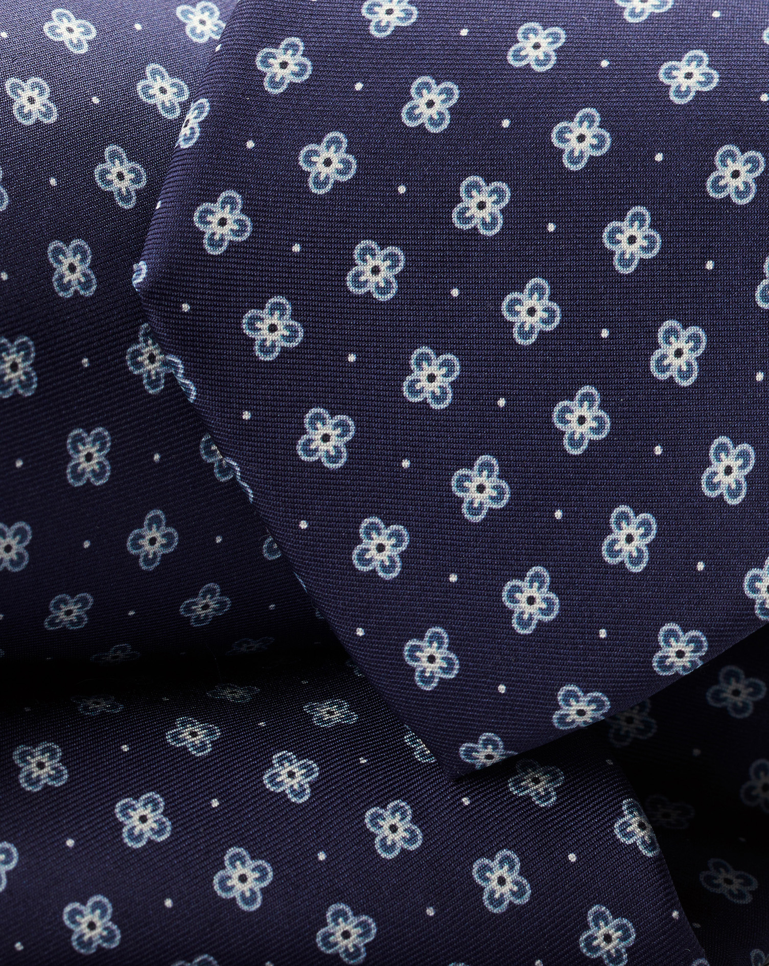 Medallion Print Silk Tie - Ink Blue