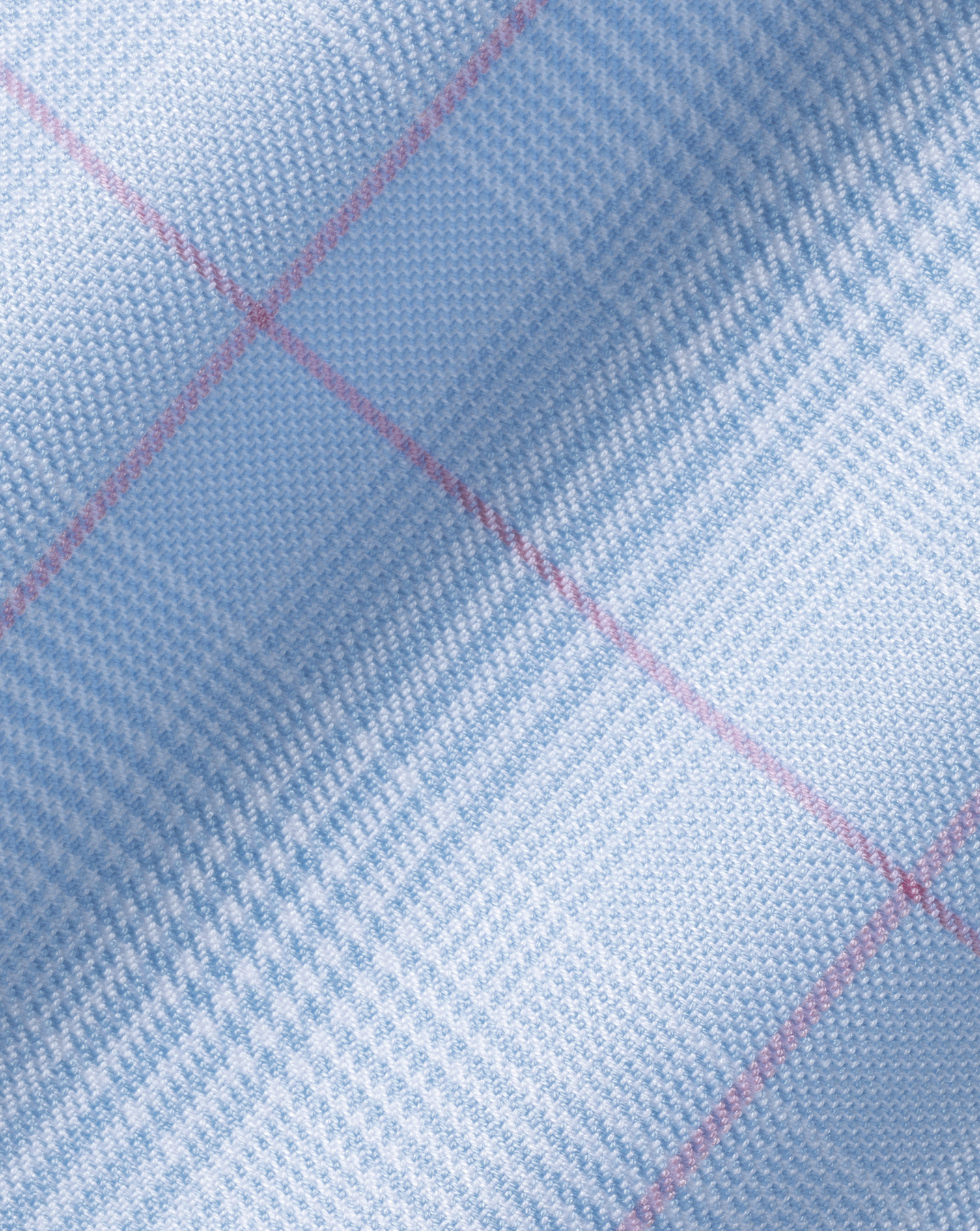 Semi-Cutaway Collar Egyptian Cotton Prince Of Wales Check Shirt - Sky Blue