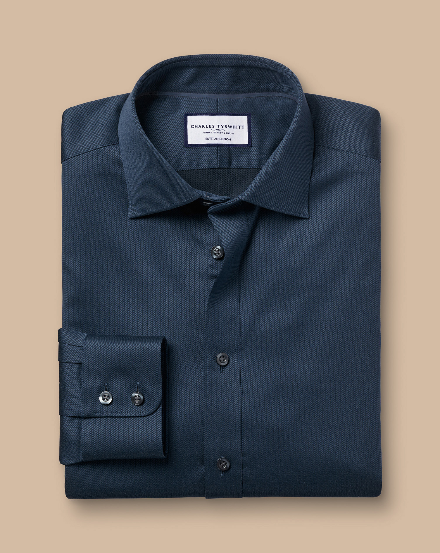 Semi-Cutaway Collar Egyptian Cotton Windsor Weave Shirt - Steel Blue