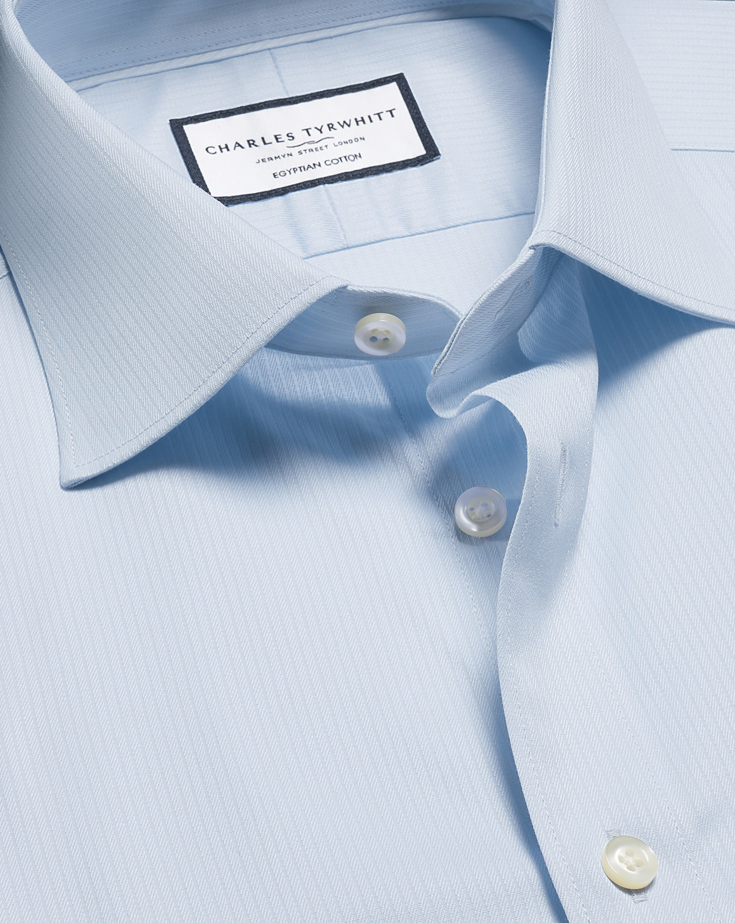 Charles Tyrwhitt Luxushemd mit Streifen - Eisblau Umschlagmanschette