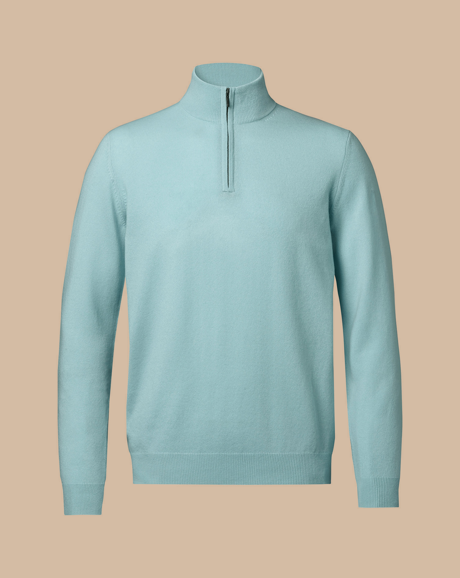 Cashmere Zip Neck Jumper - Aqua Green