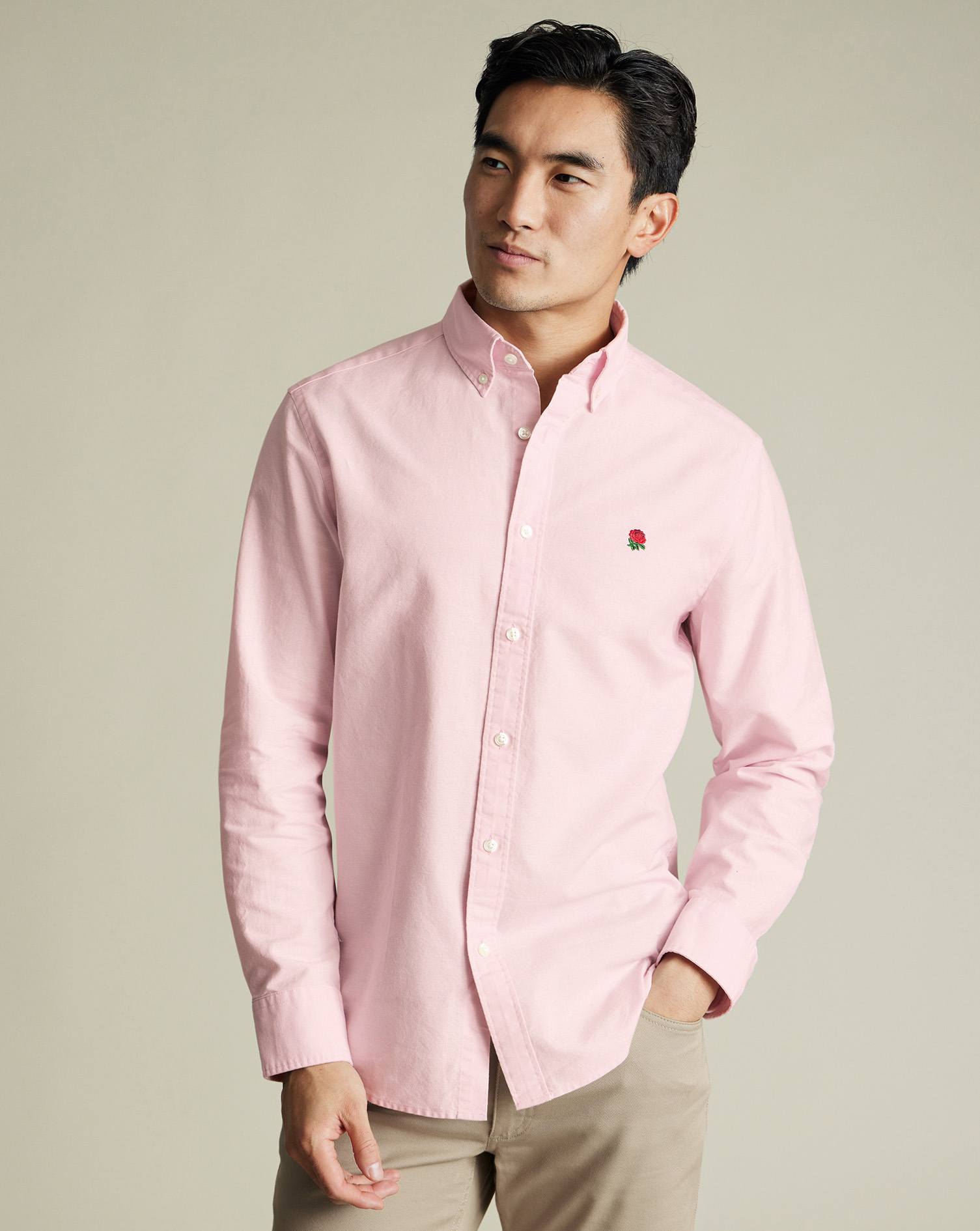 Charles Tyrwhitt England Rugby Oxfordhemd mit Button-down-Kragen - Rosa