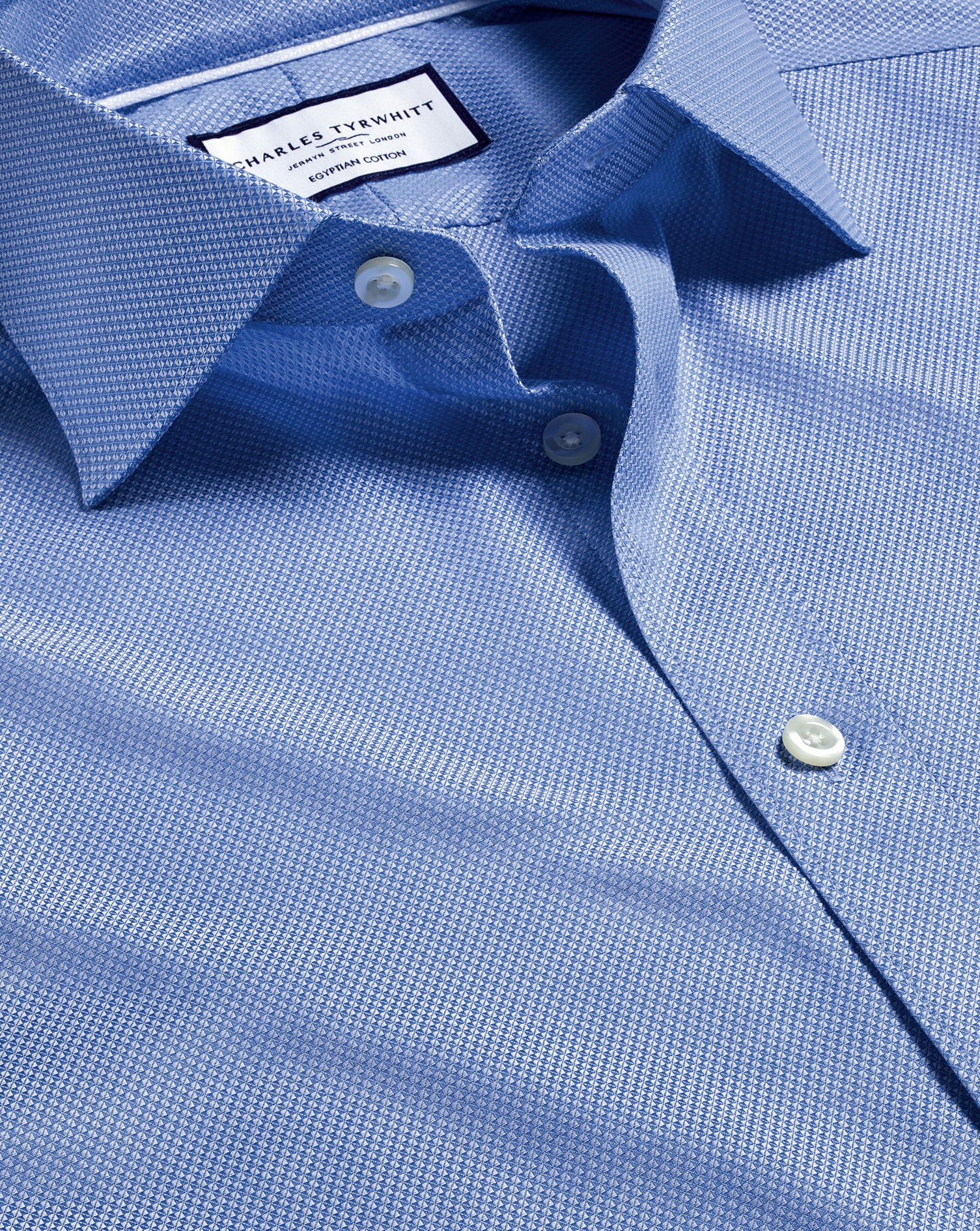 Charles Tyrwhitt Men's  Semi-cutaway Collar Egyptian Hudson Weave Dress Shirt In Blue