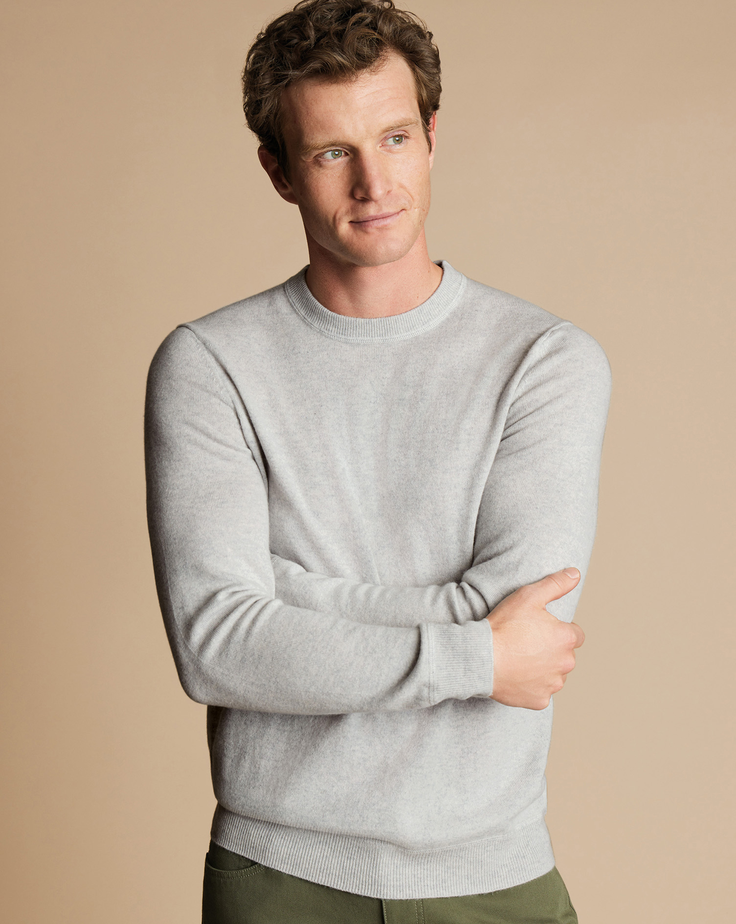 Merino Cashmere Crew Neck Jumper - Silver 