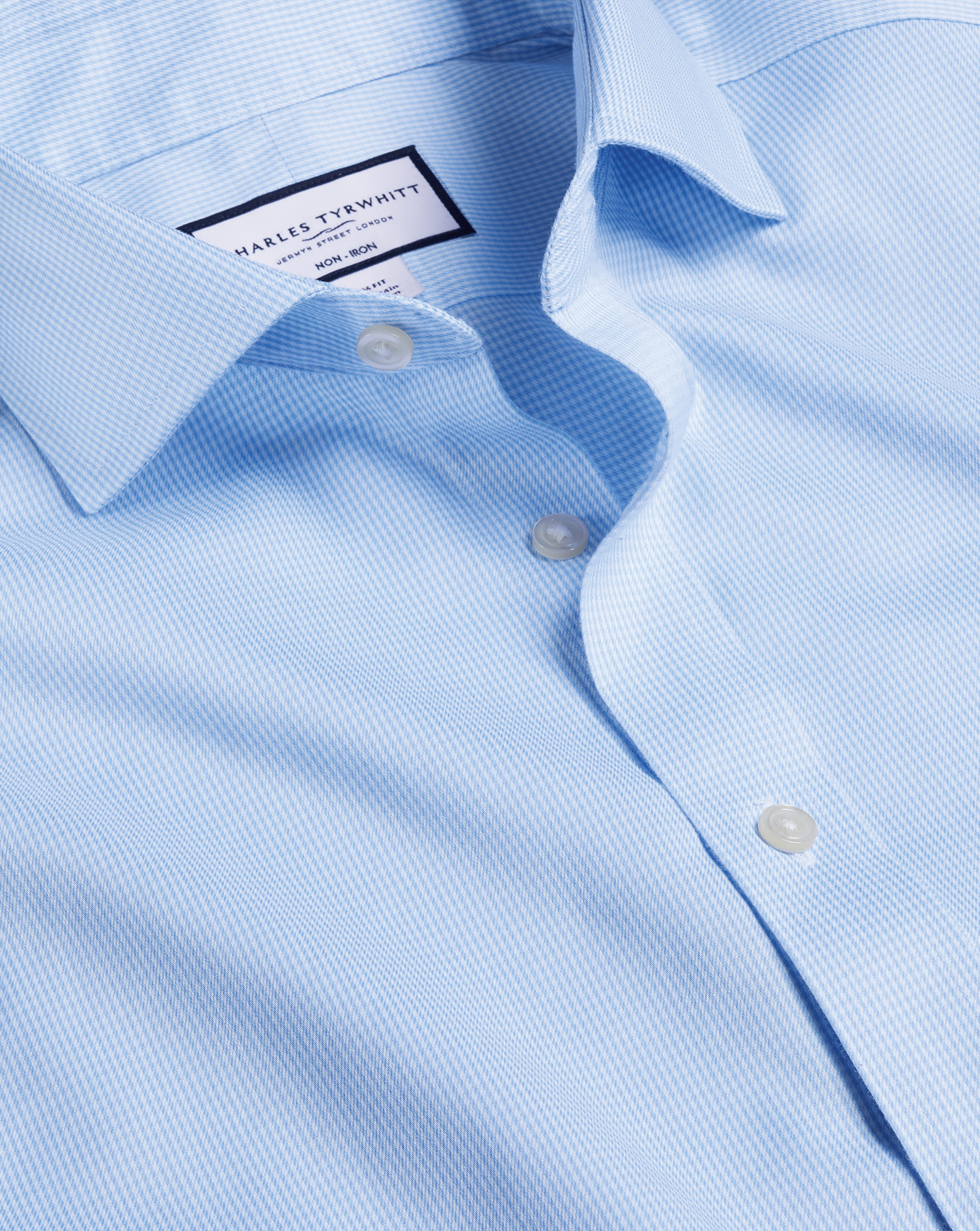Charles Tyrwhitt Cutaway Collar Non-iron Puppytooth Cotton Dress Shirt In Blue