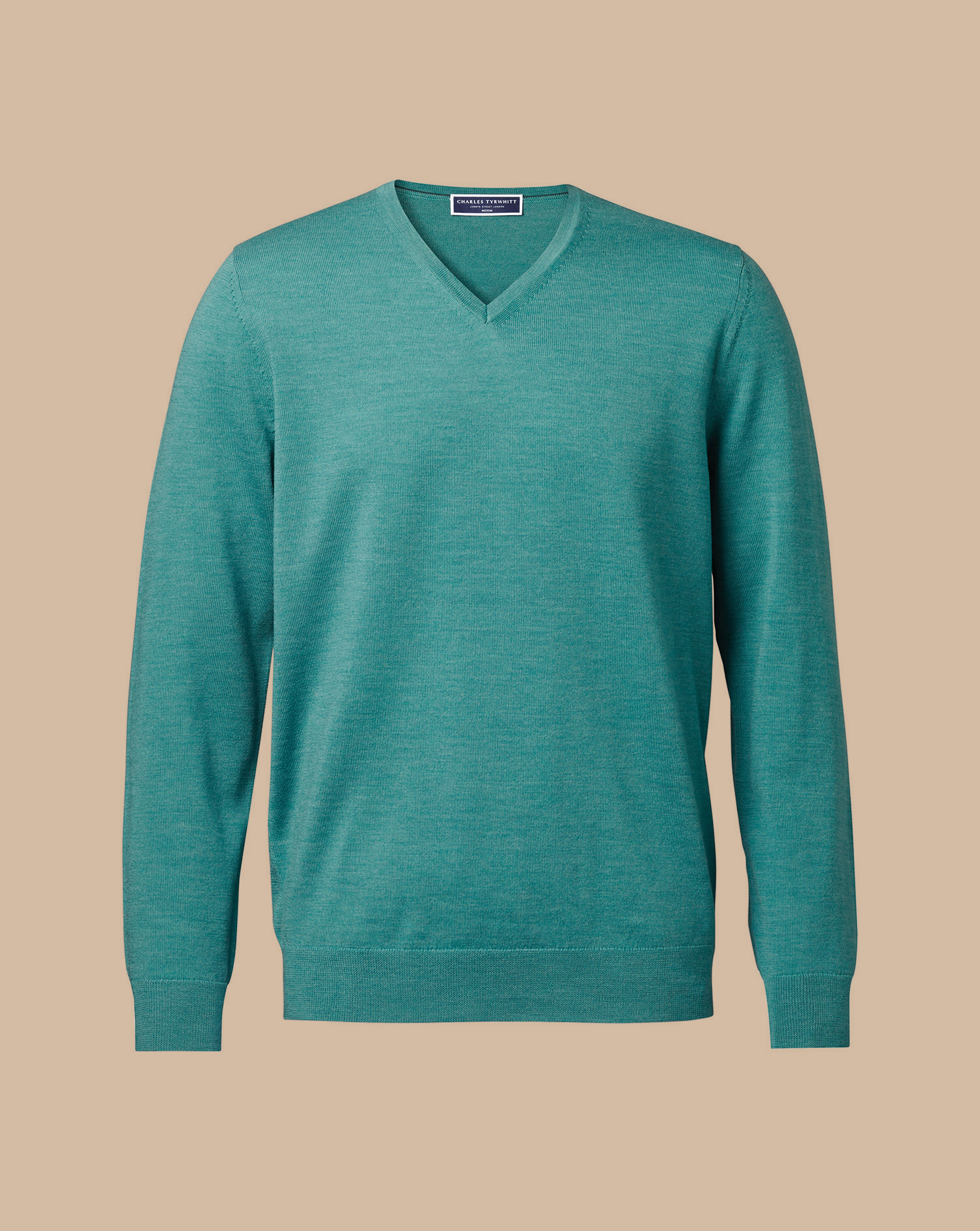 Merino V-Neck Jumper - Aqua Green