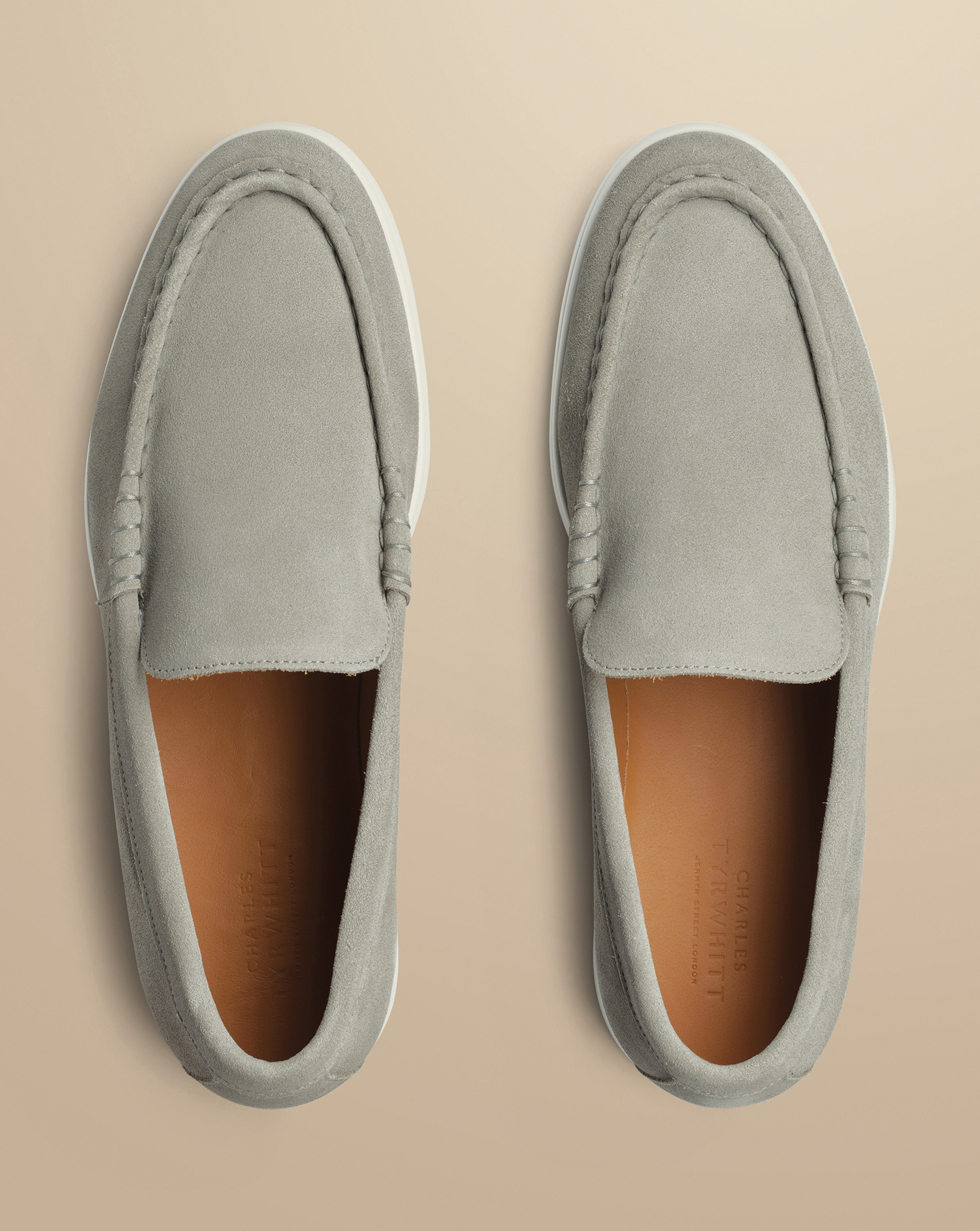 Suede Slip On Loafer - Light Grey