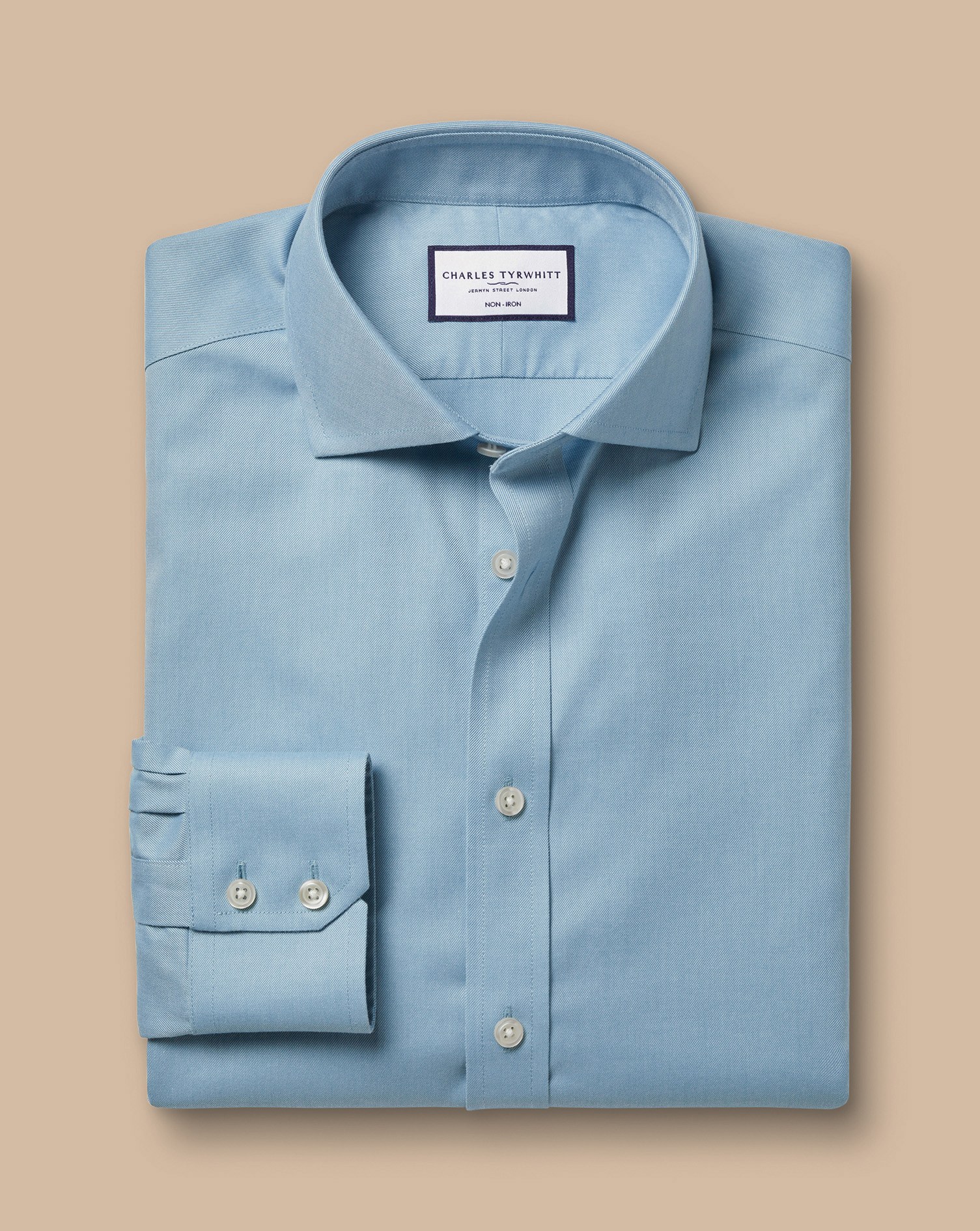 Cutaway Collar Non-Iron Twill Shirt  - Mid Blue