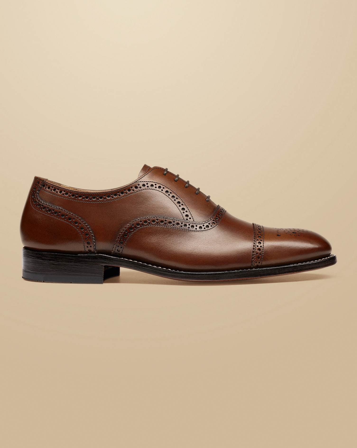 Charles Tyrwhitt Leather Oxford Brogue Shoes In Brown