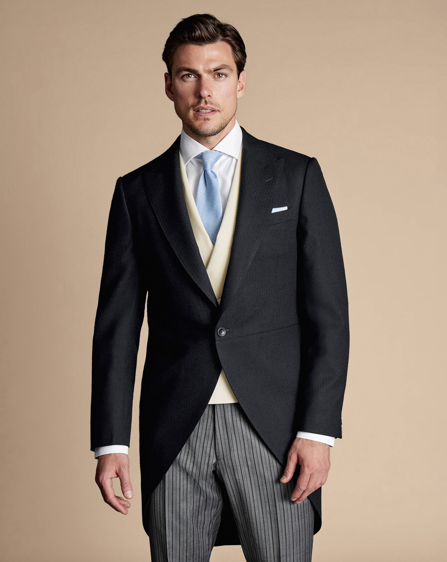 Morning Suit Tail Coat - Black Herringbone