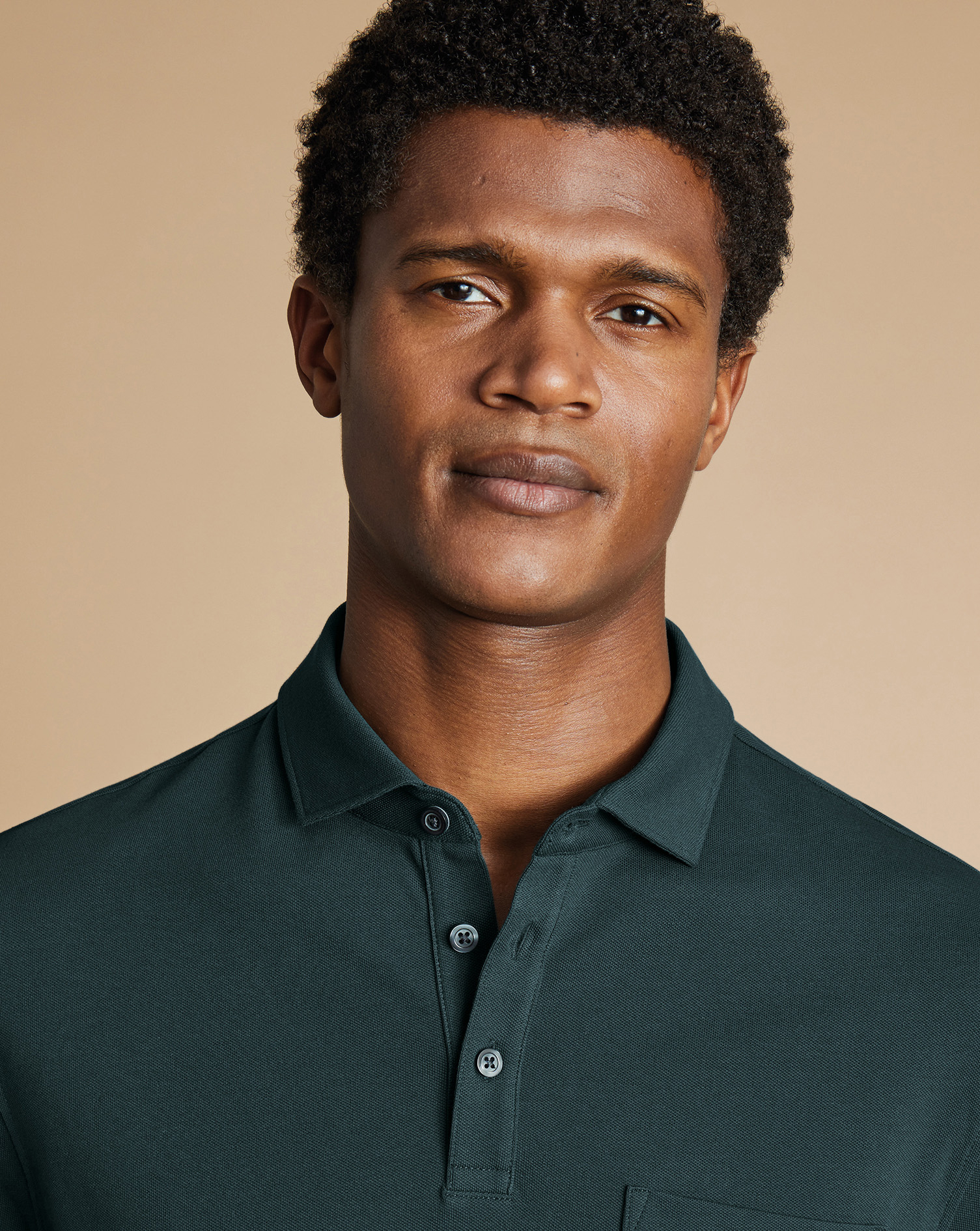 Long Sleeve Tyrwhitt Pique Polo - Teal Green